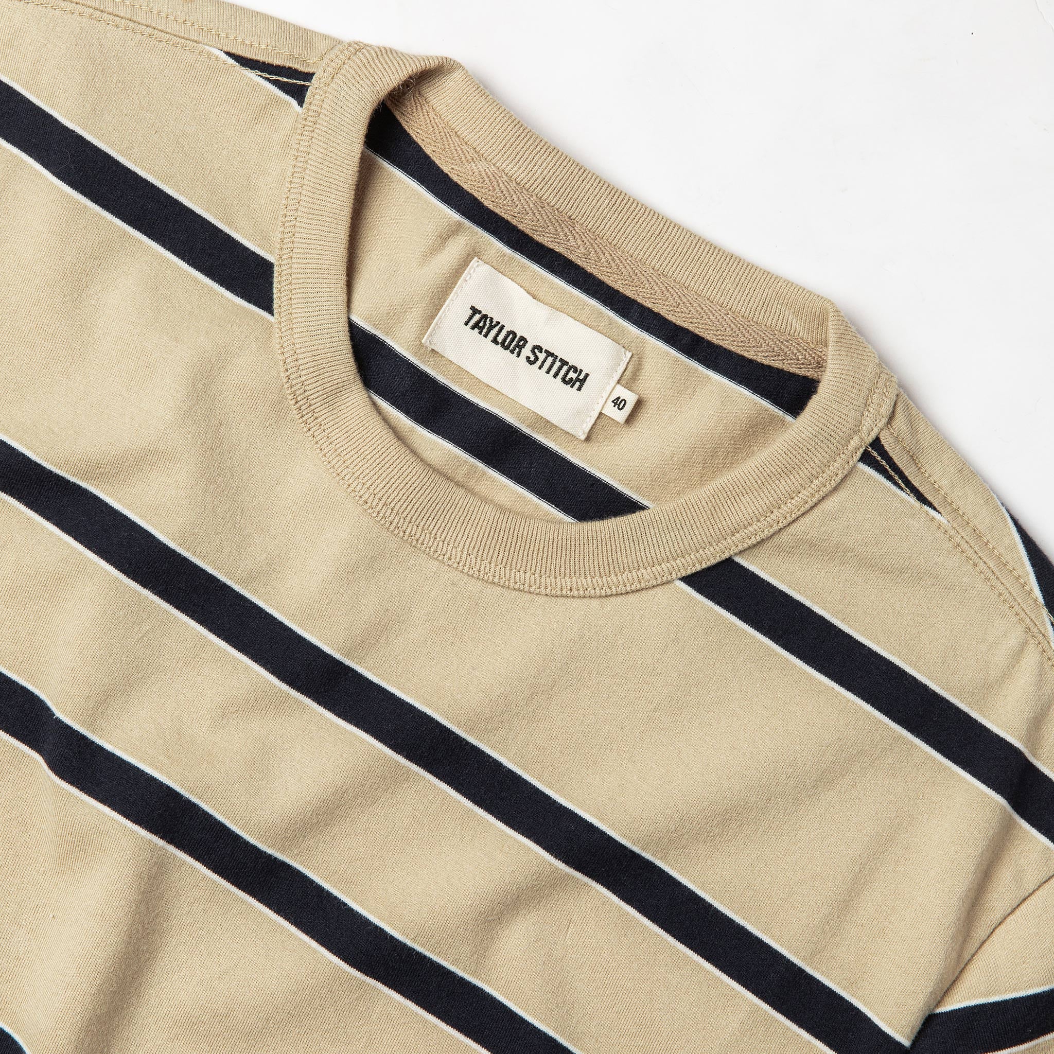 The Organic Cotton Tee in Khaki Stripe - Image 5