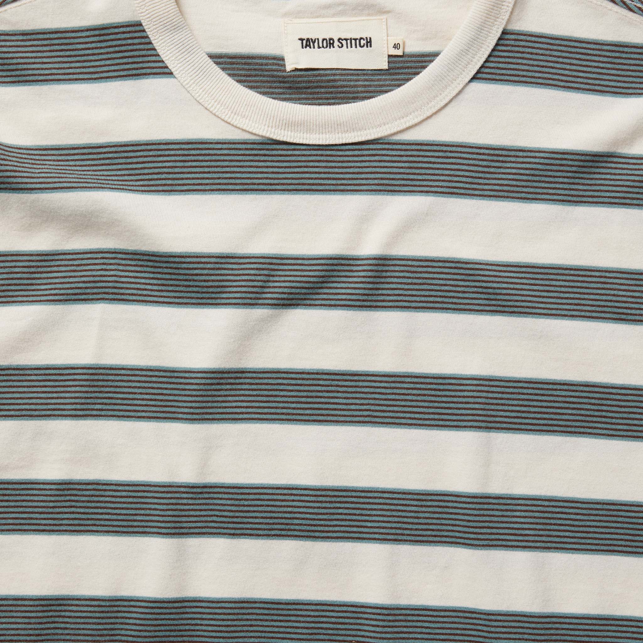The Organic Cotton Tee in Natural and Ocean Stripe - Image 5