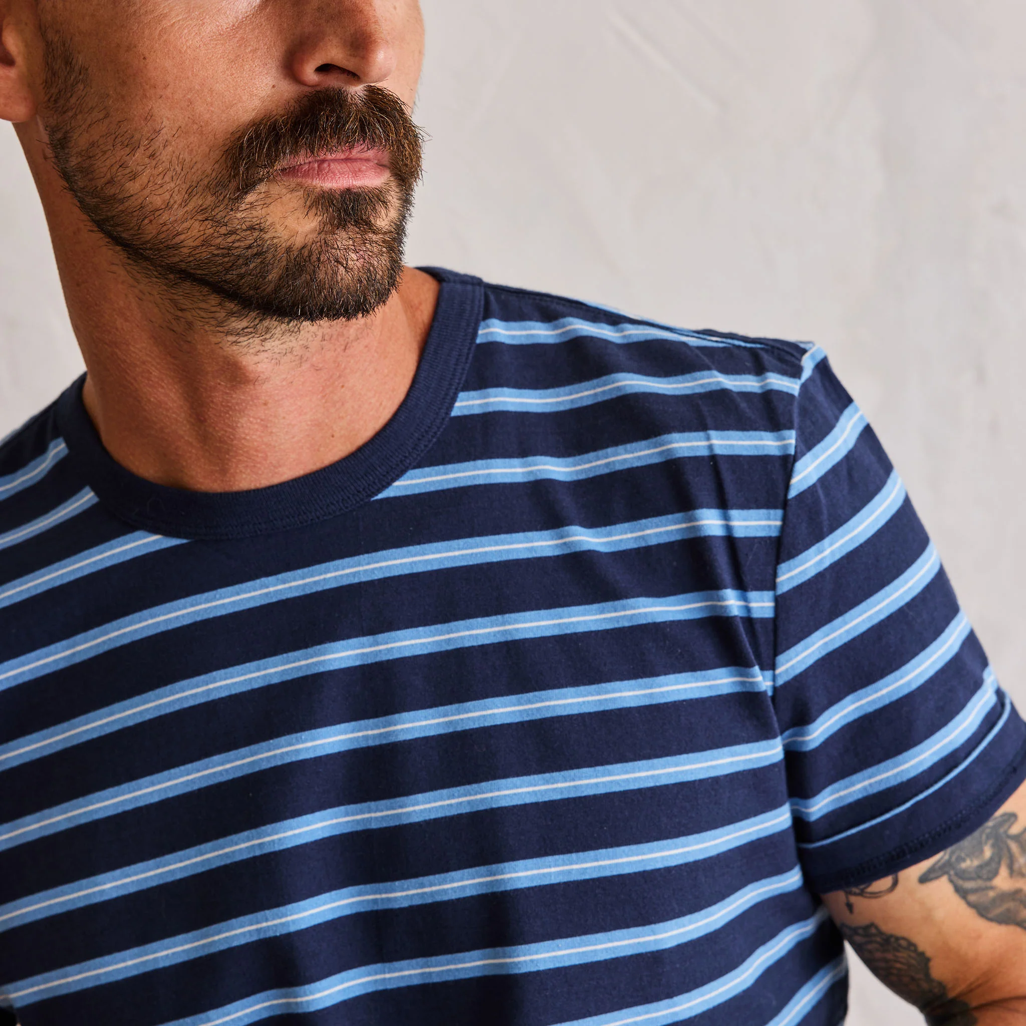 The Organic Cotton Tee in Navy Stripe - Image 3