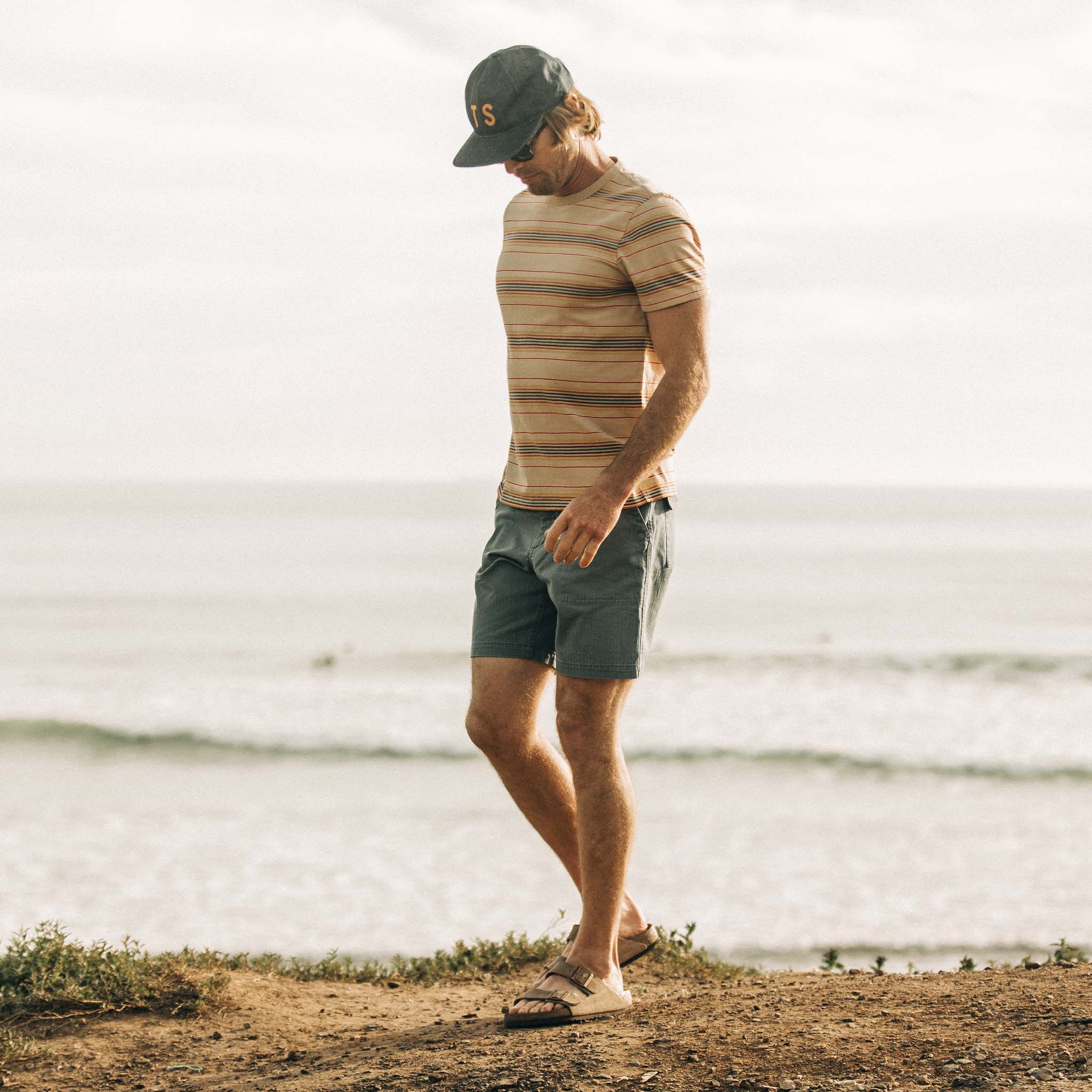 The Organic Cotton Tee in Sand Stripe - Image 2