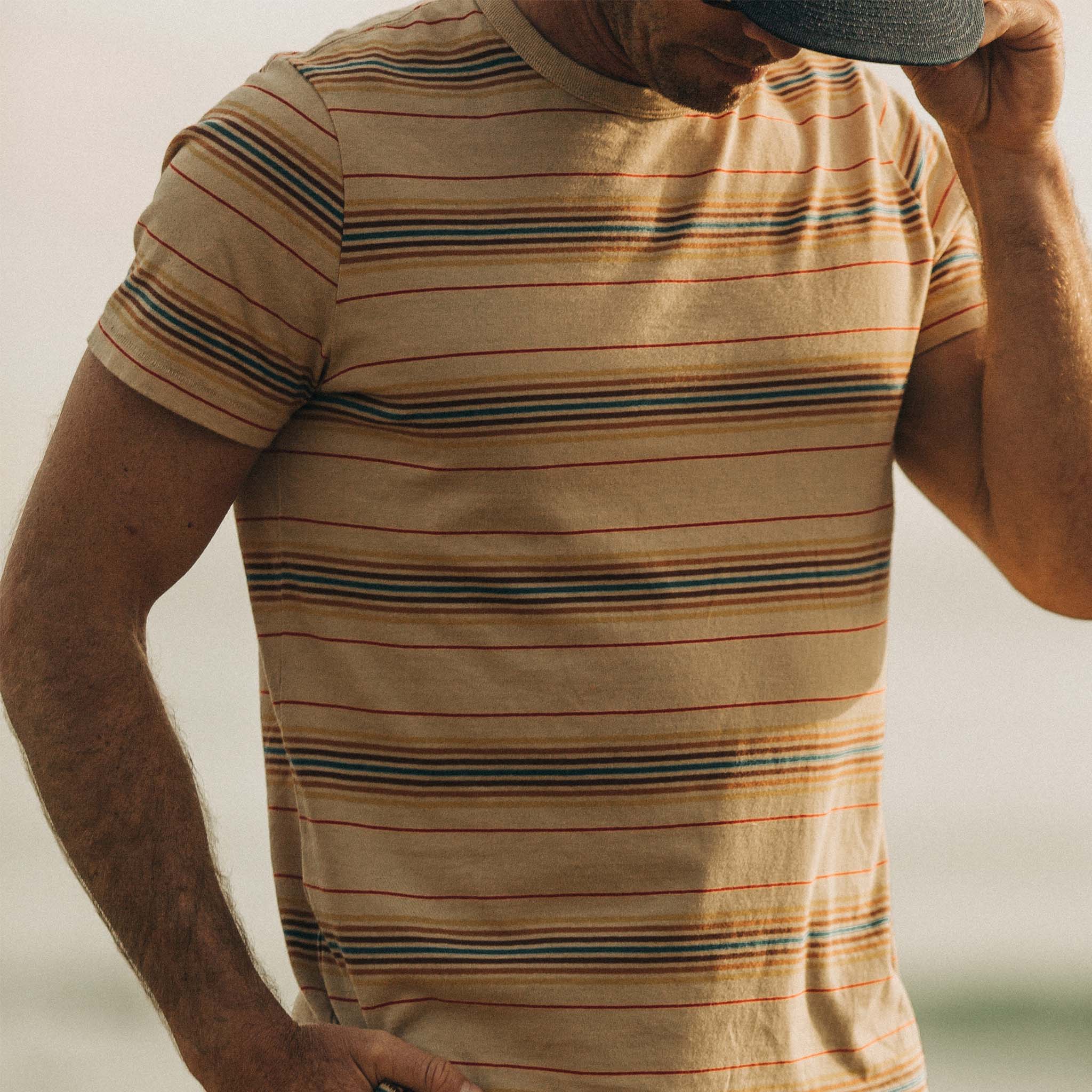 The Organic Cotton Tee in Sand Stripe - Image 3
