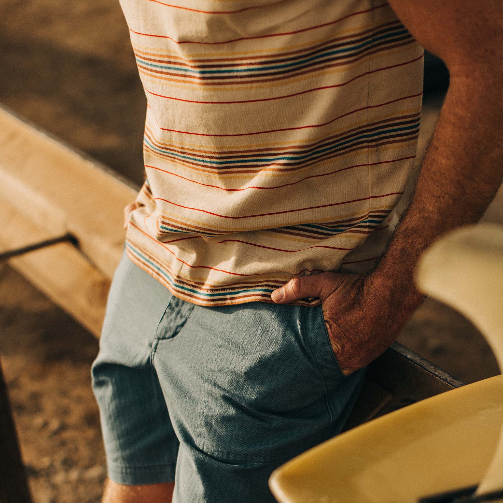 The Organic Cotton Tee in Sand Stripe - Image 4