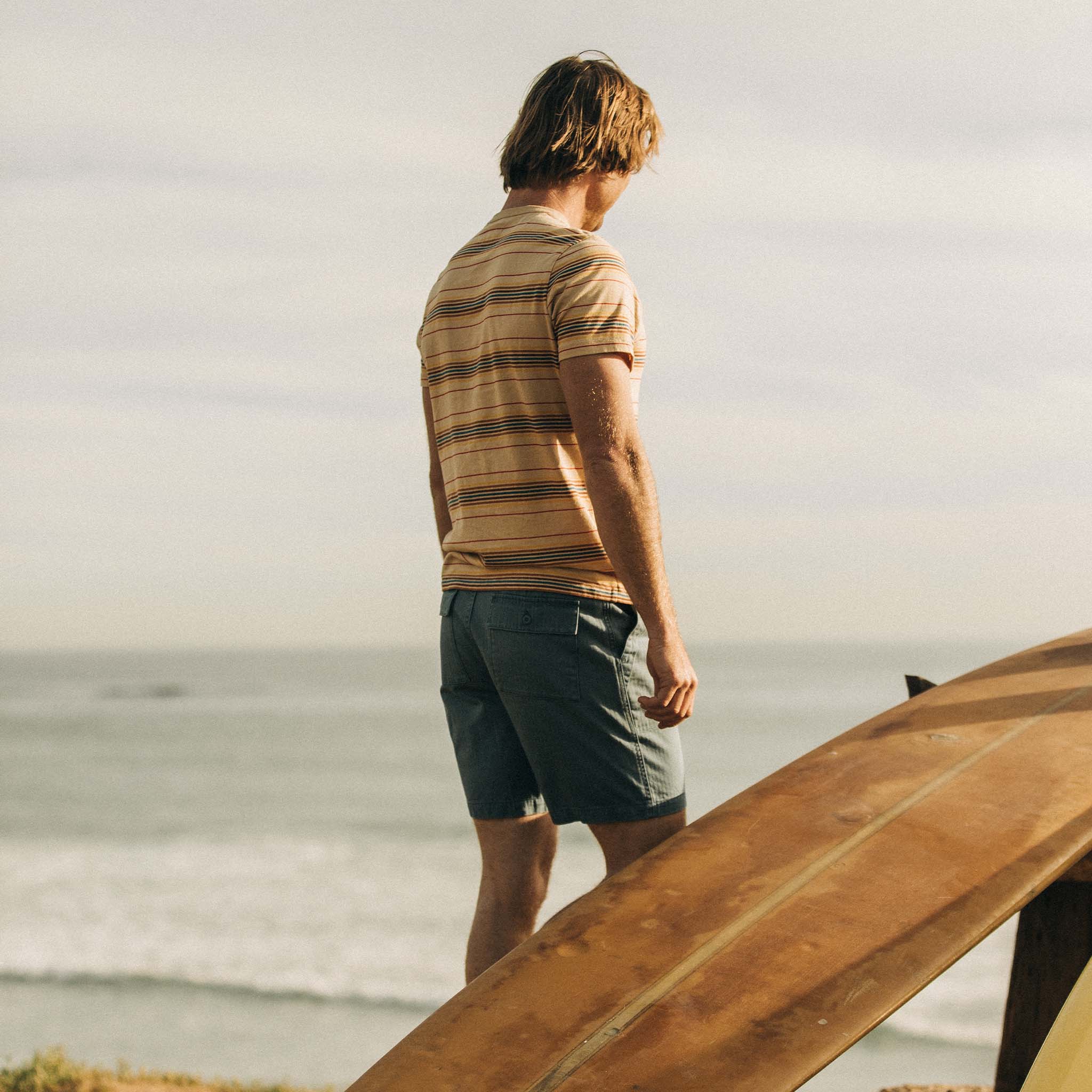 The Organic Cotton Tee in Sand Stripe - Image 5