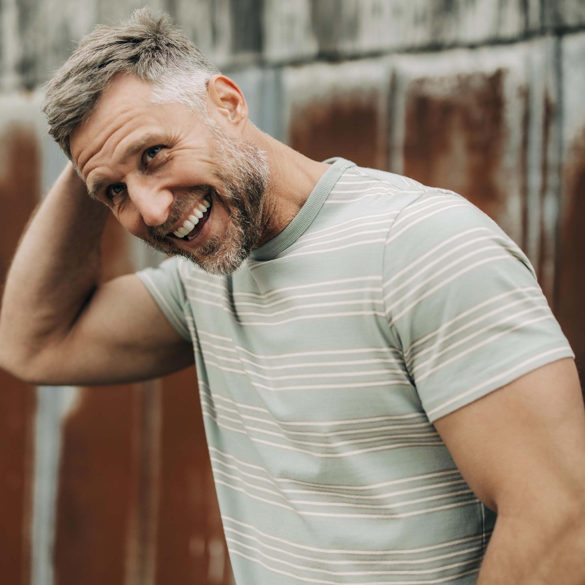 The Organic Cotton Tee in Seafoam Stripe - Image 2