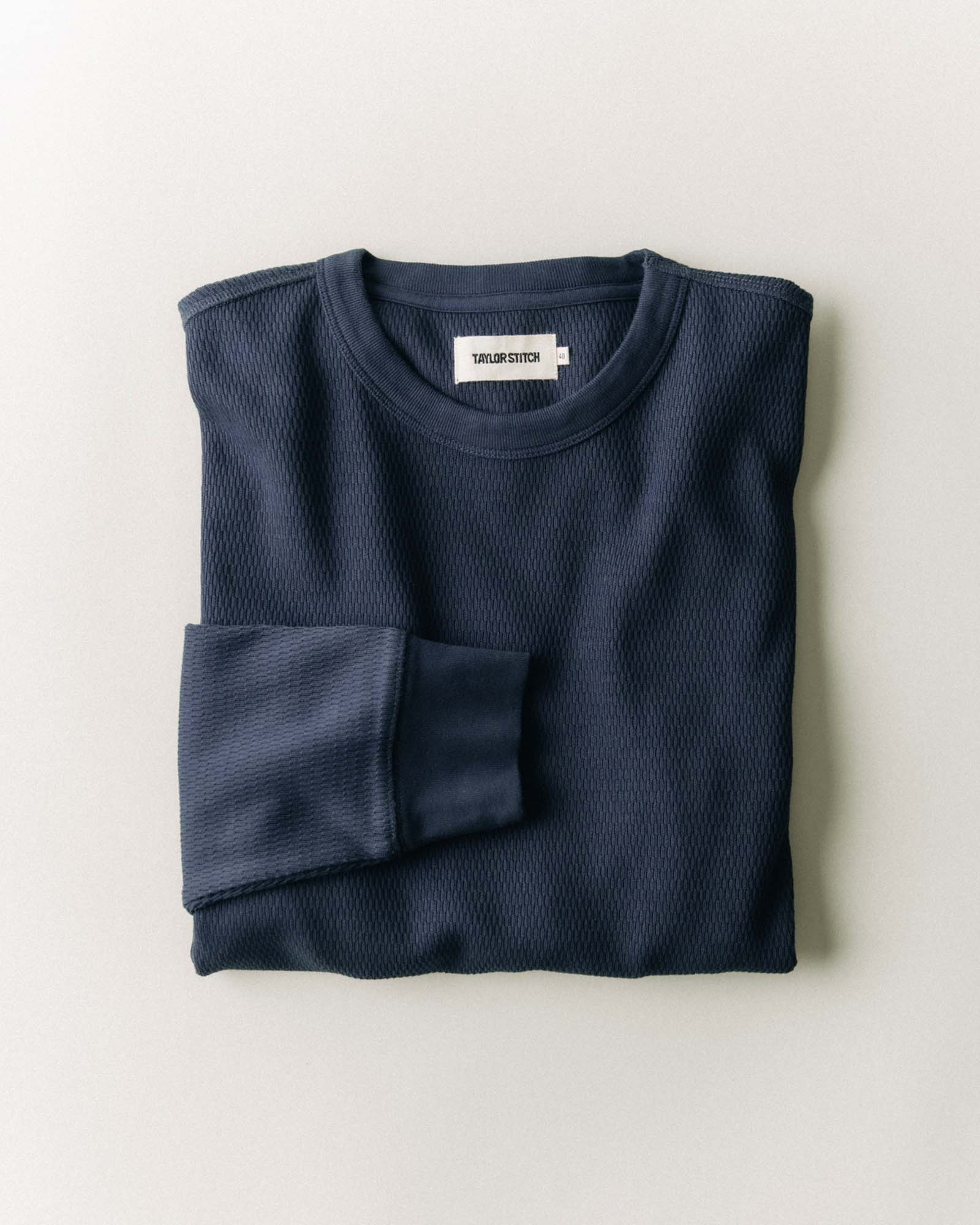 The Organic Cotton Crew in Dark Navy Waffle - Image 2