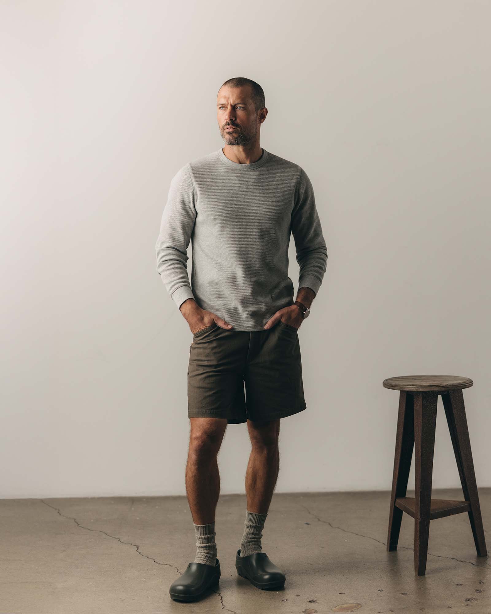 The Organic Cotton Crew in Heather Grey Waffle - Image 3