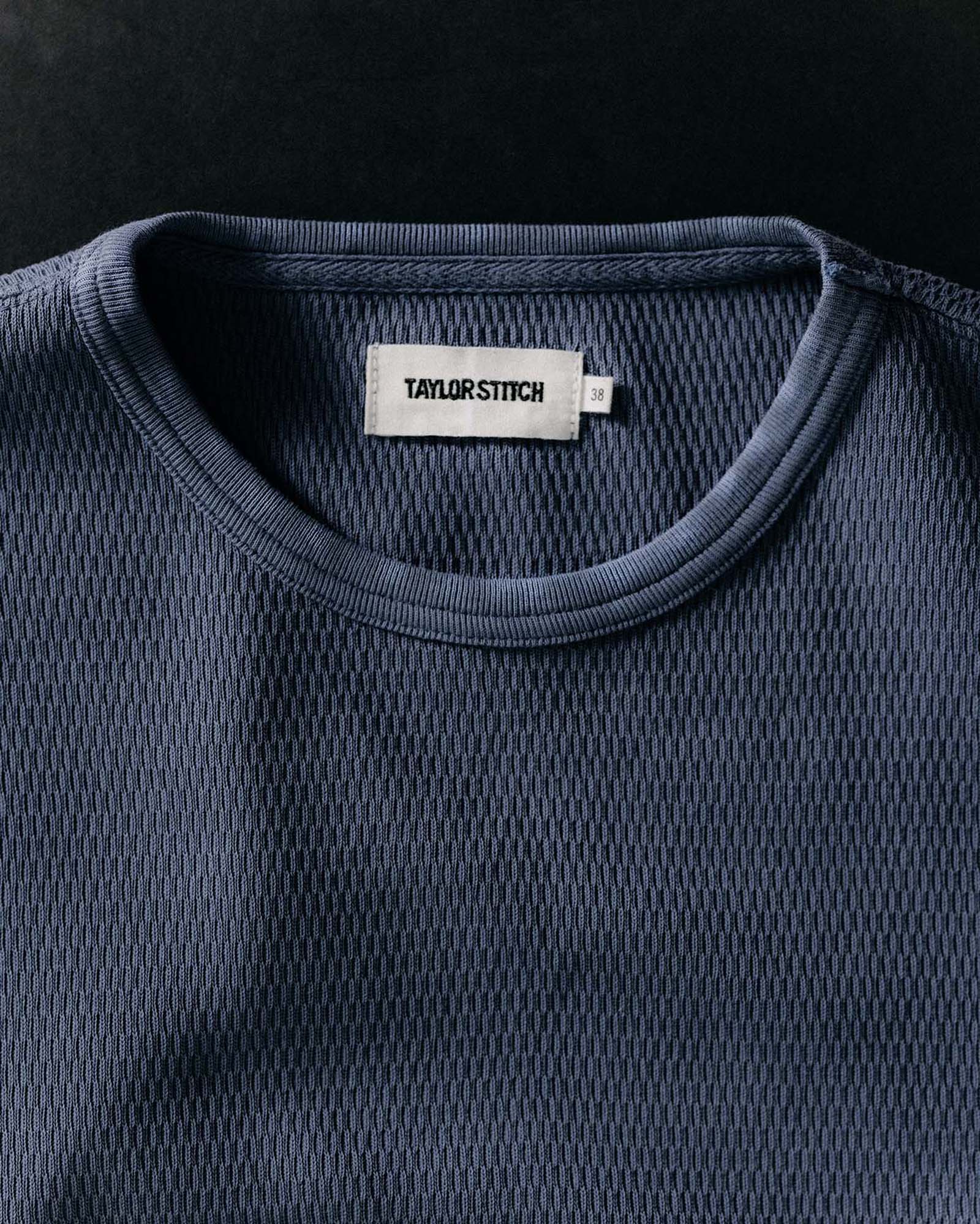 The Organic Cotton Crew in Washed Blue Waffle - Image 4