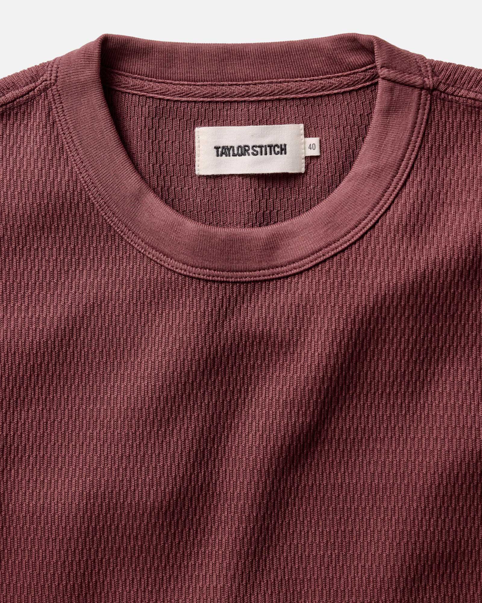 The Organic Cotton Short Sleeve Crew in Burgundy Waffle - Image 4