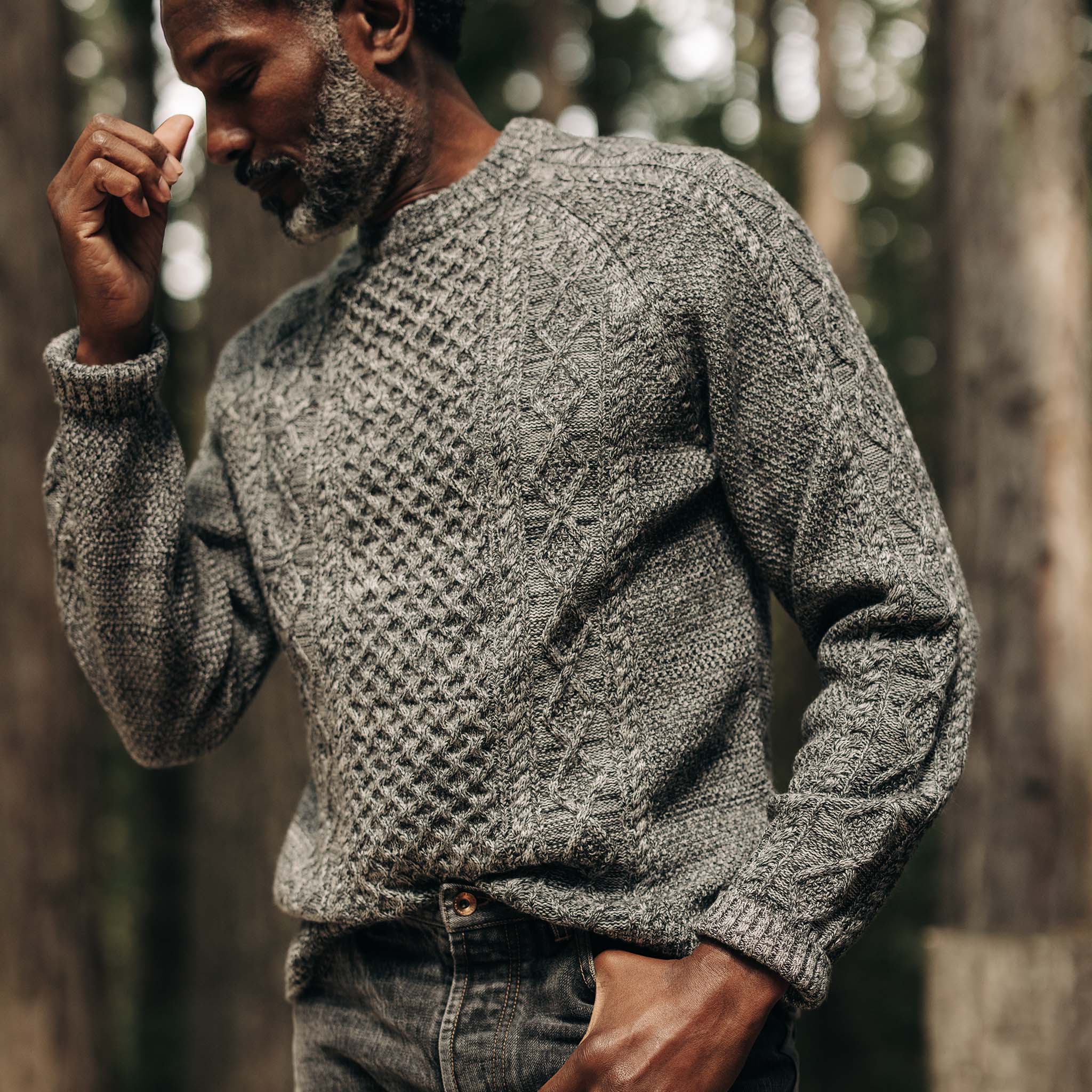 The Orr Sweater in Marled Coal Merino - Image 2