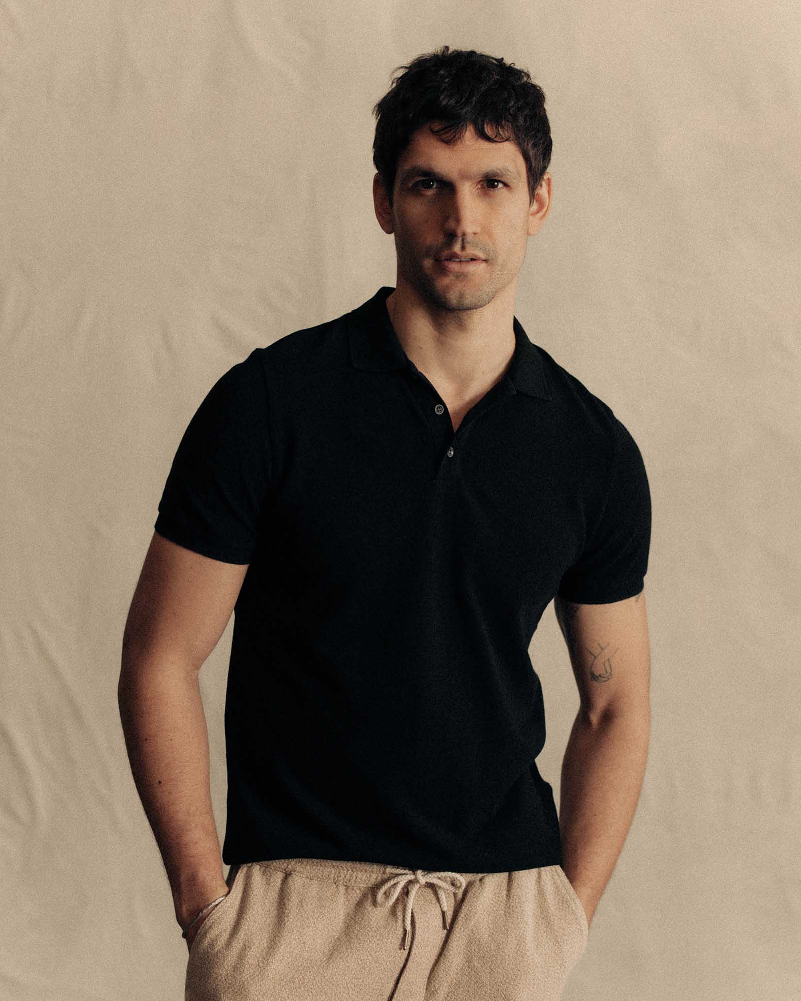 The Pacific Polo in Black Indigo Pique - Image 2