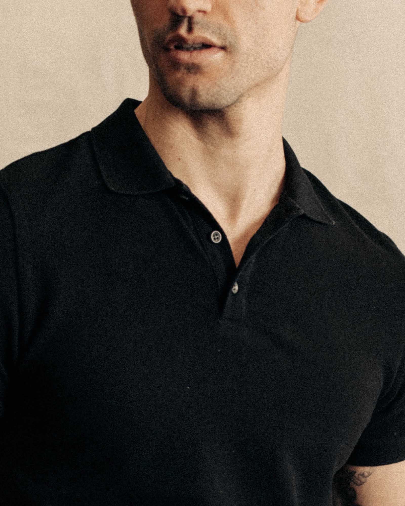 The Pacific Polo in Black Indigo Pique - Image 3