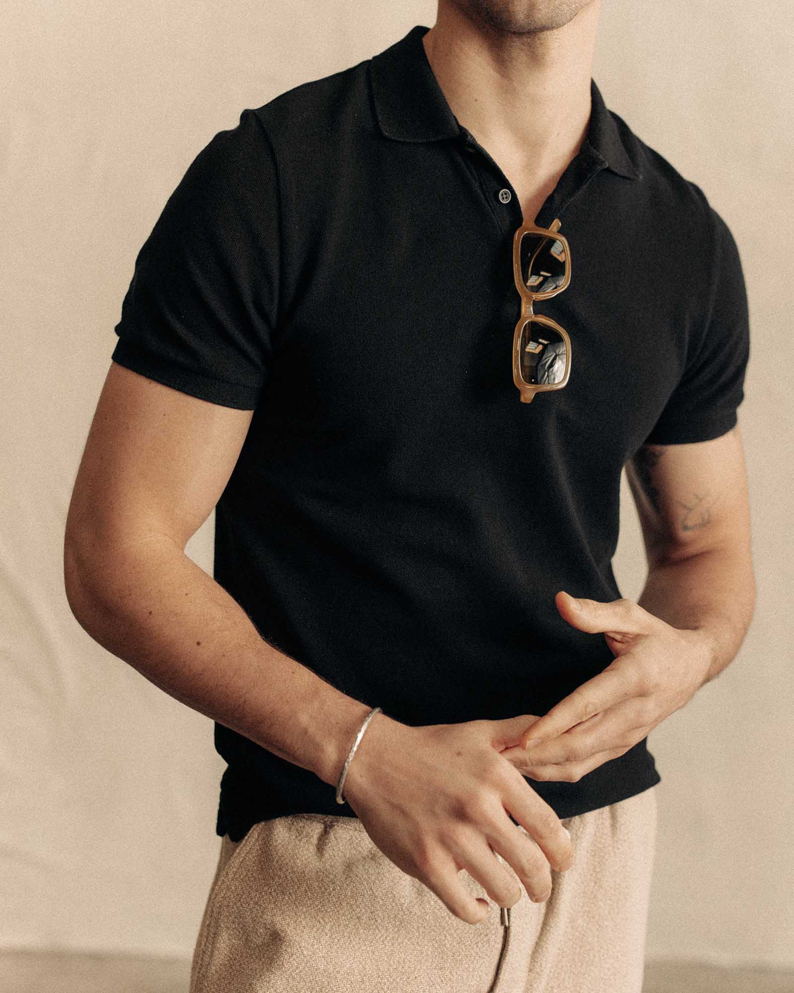 The Pacific Polo in Black Indigo Pique - Image 5