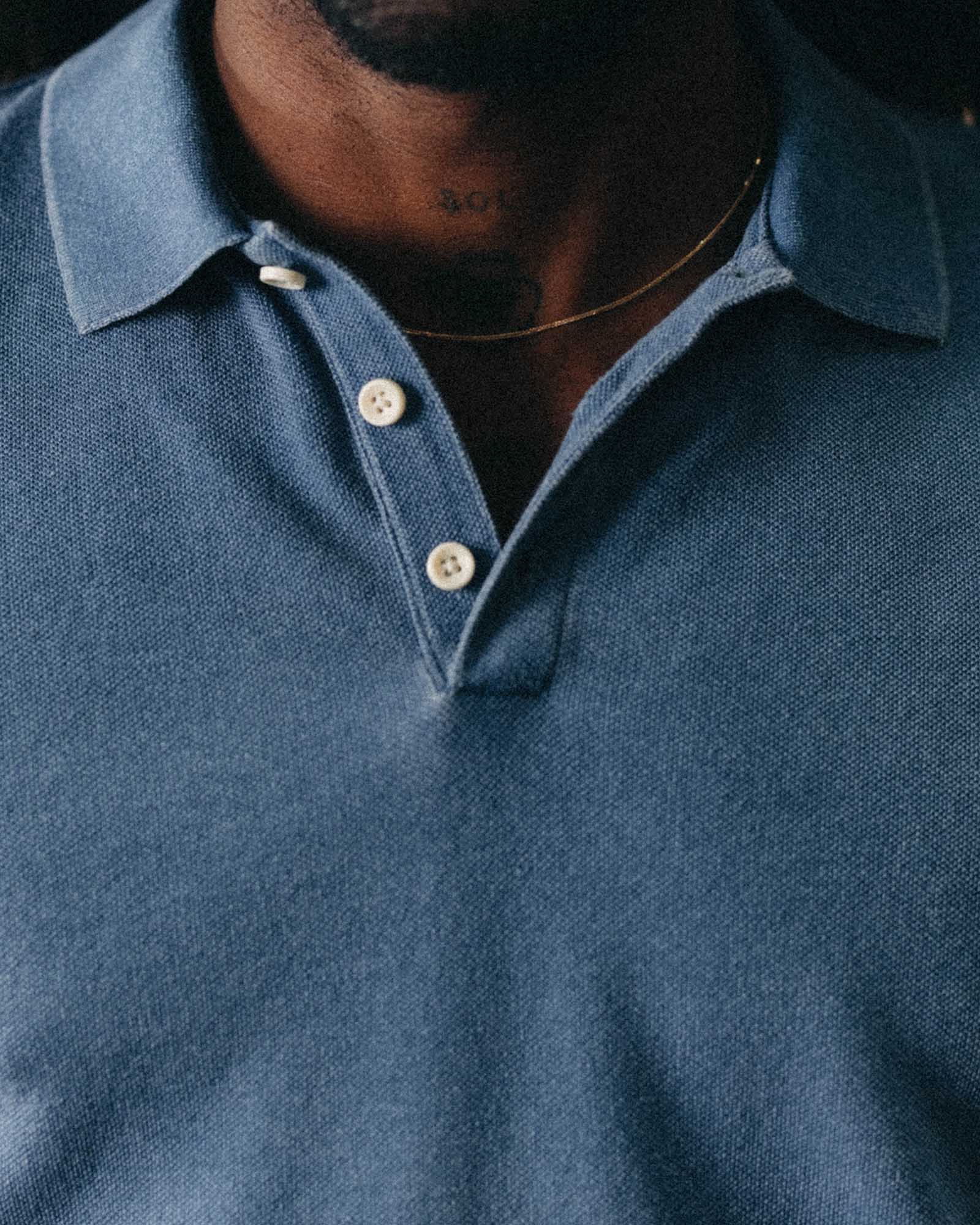 The Pacific Polo in Washed Indigo Pique - Image 3