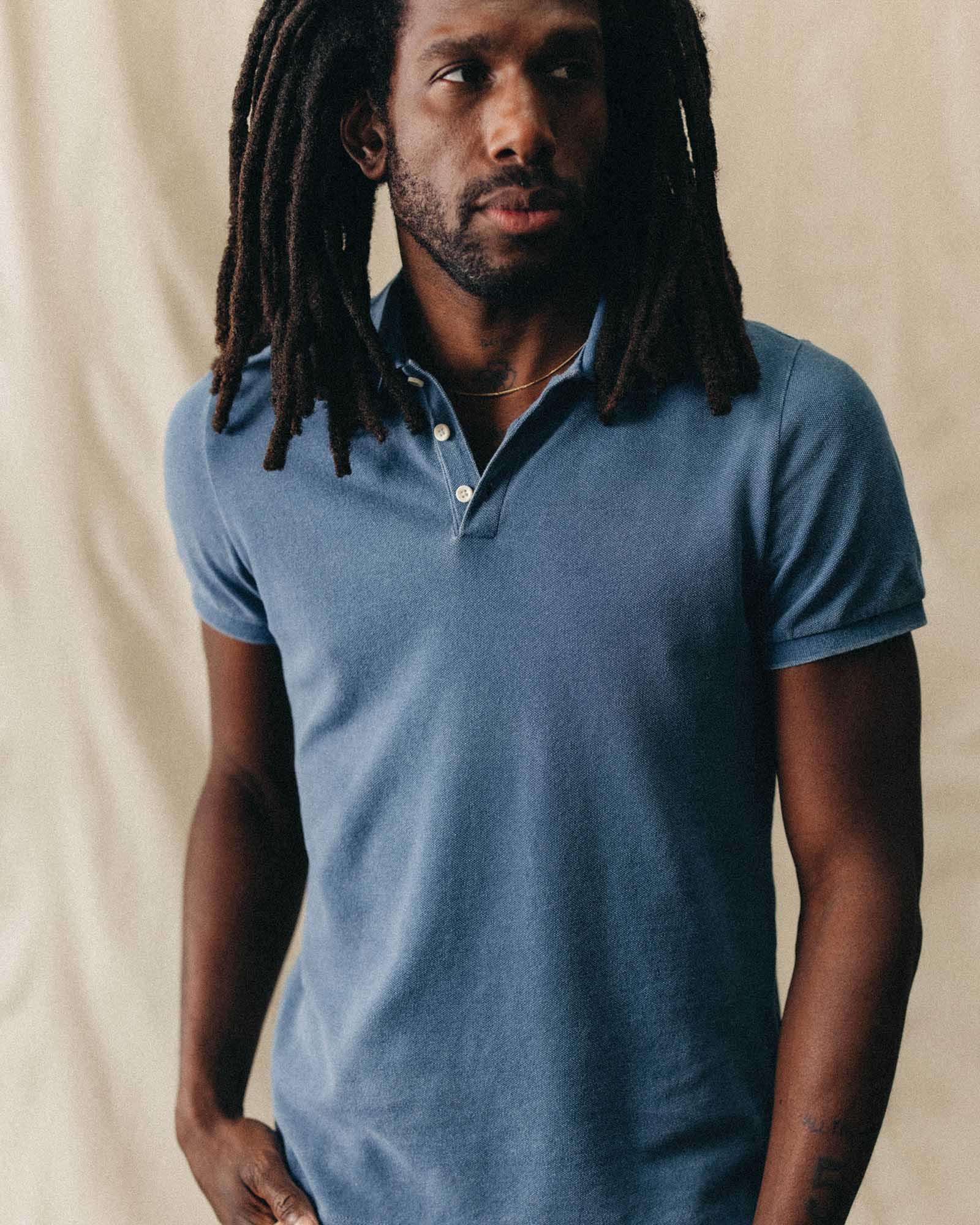 The Pacific Polo in Washed Indigo Pique - Image 4