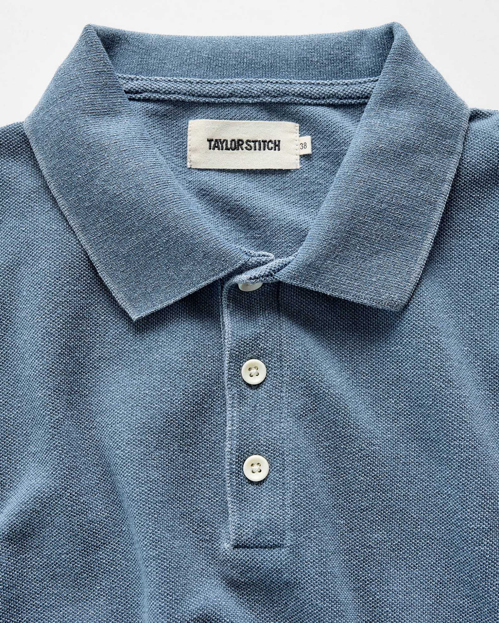 The Pacific Polo in Washed Indigo Pique - Image 7