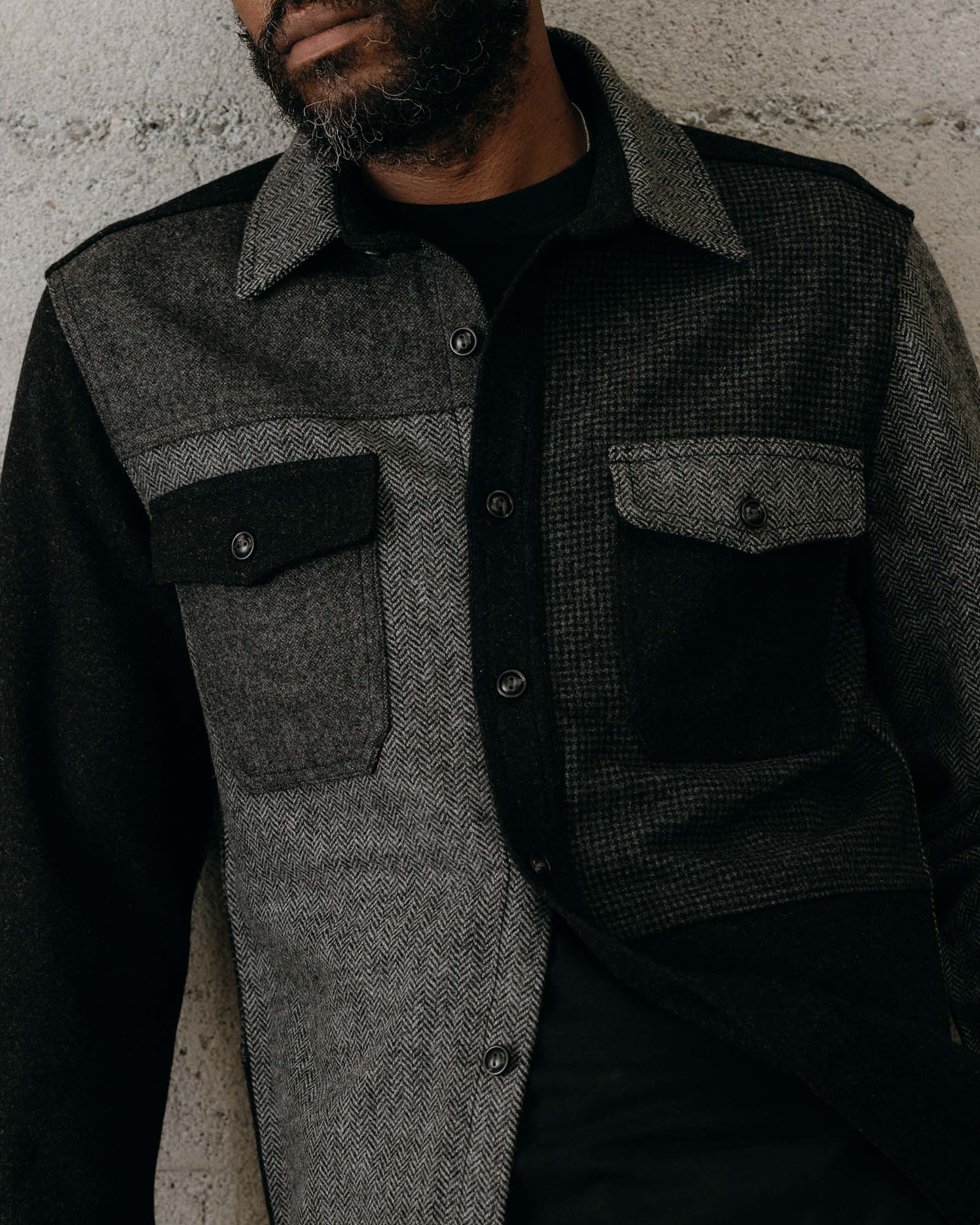 The Patchwork Overshirt in Ash Tweed - Image 3