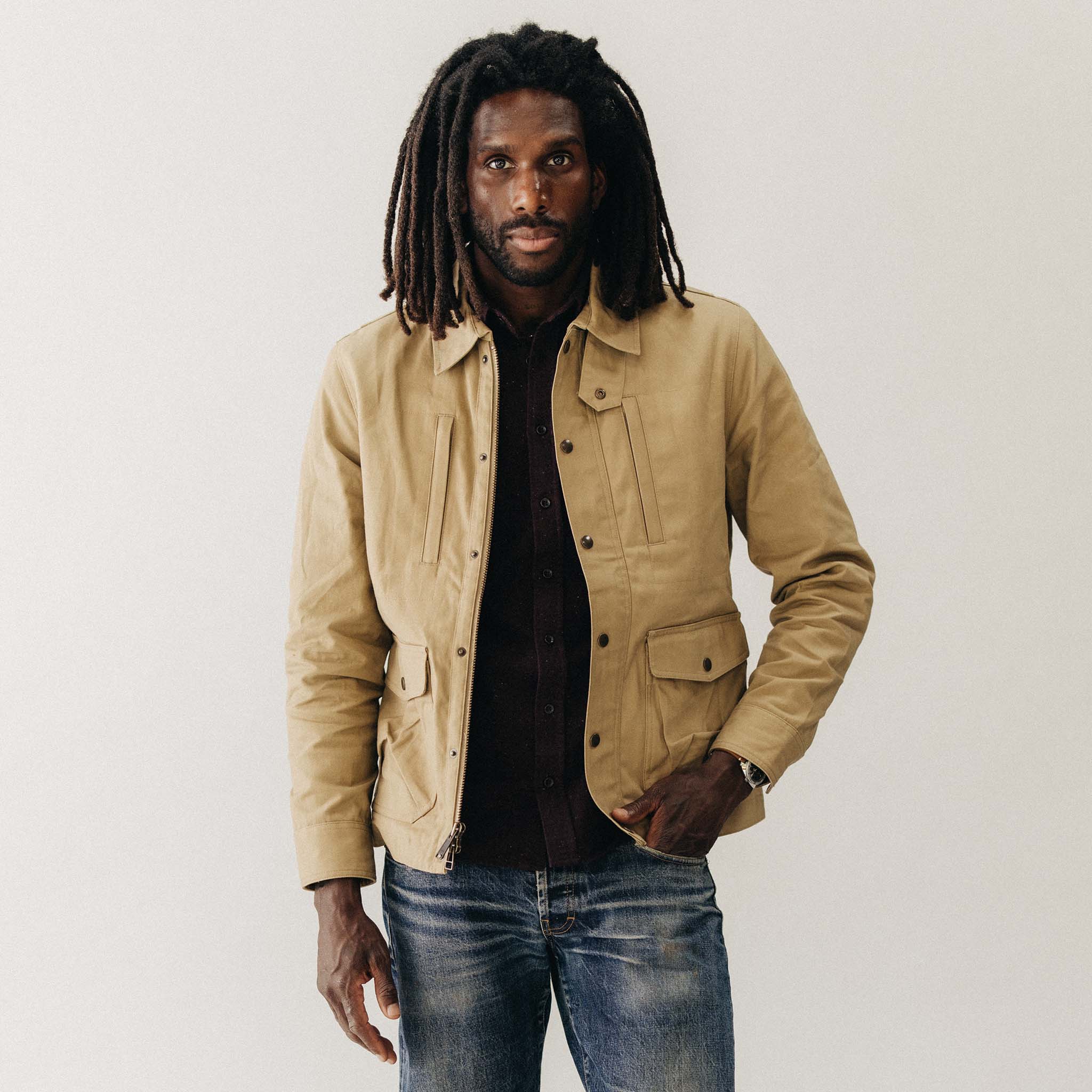 The Pathfinder Jacket in Khaki Dry Wax - Image 2