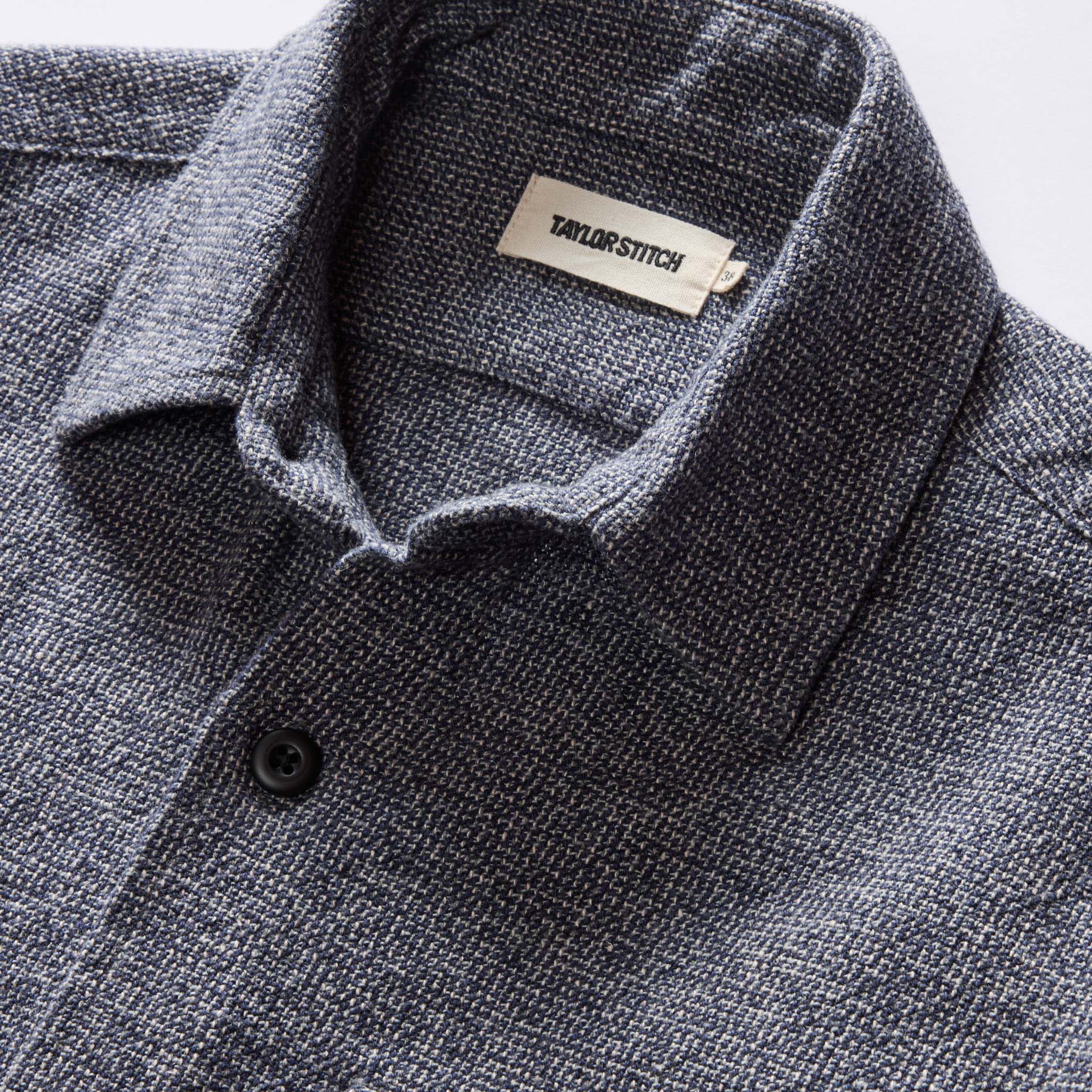 The Point Shirt in Heather Blue Linen Tweed - Image 7