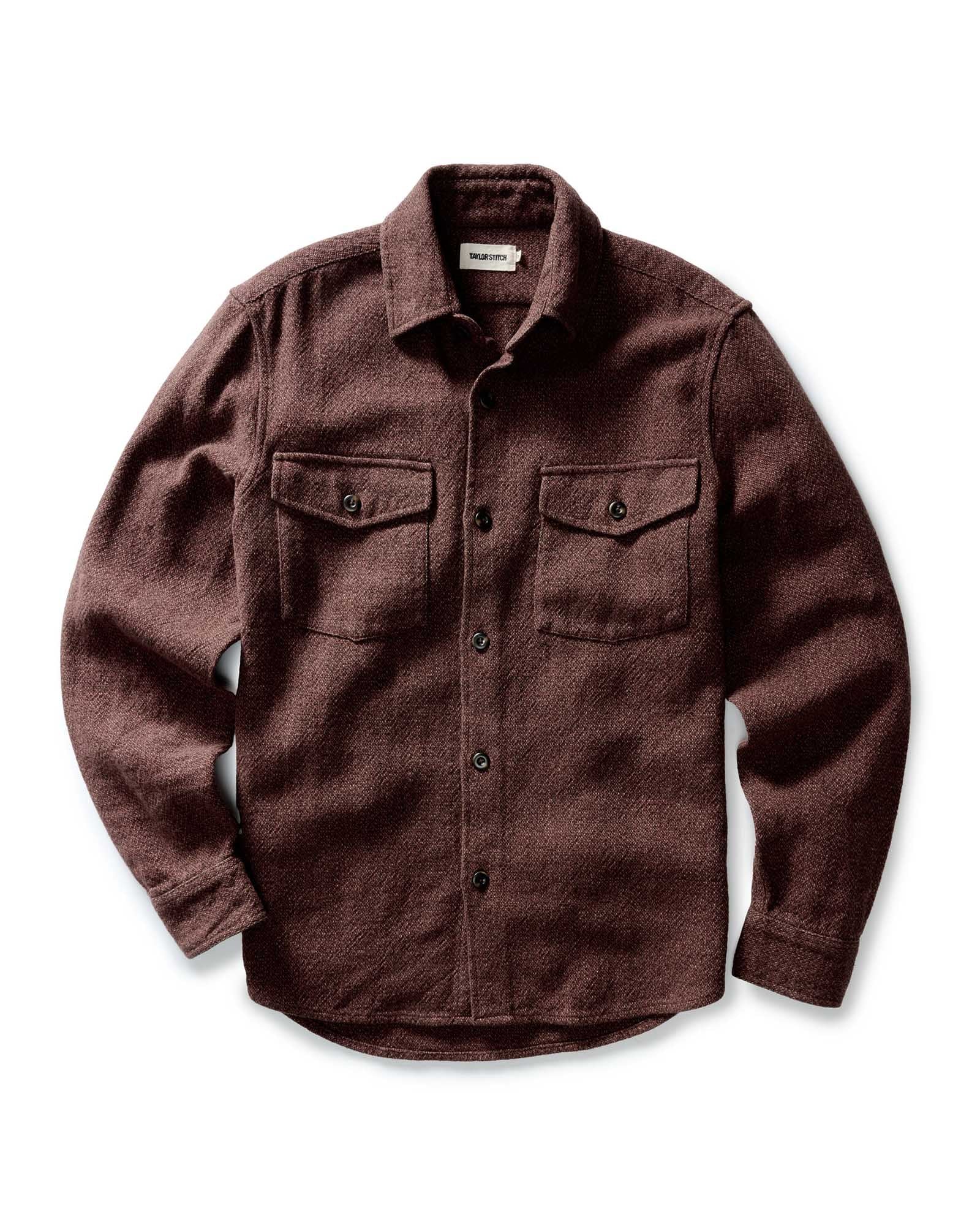 The Point Shirt in Burgundy Linen Tweed - Image 4