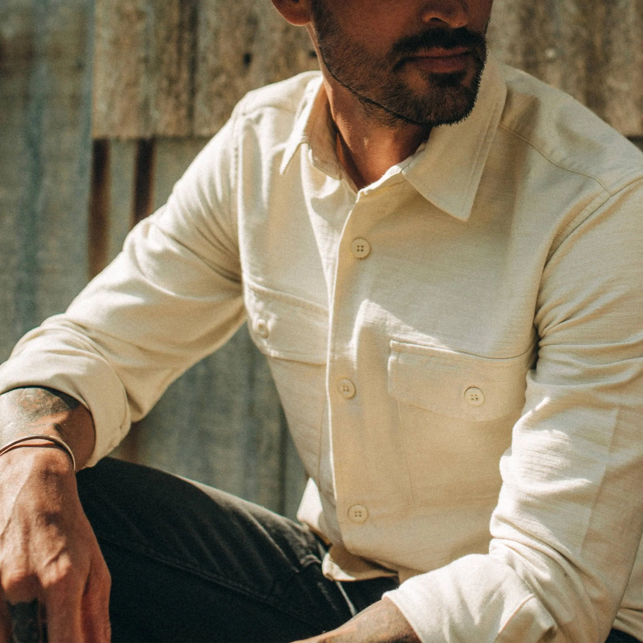 The Point Shirt in Natural Reverse Sateen - Image 3