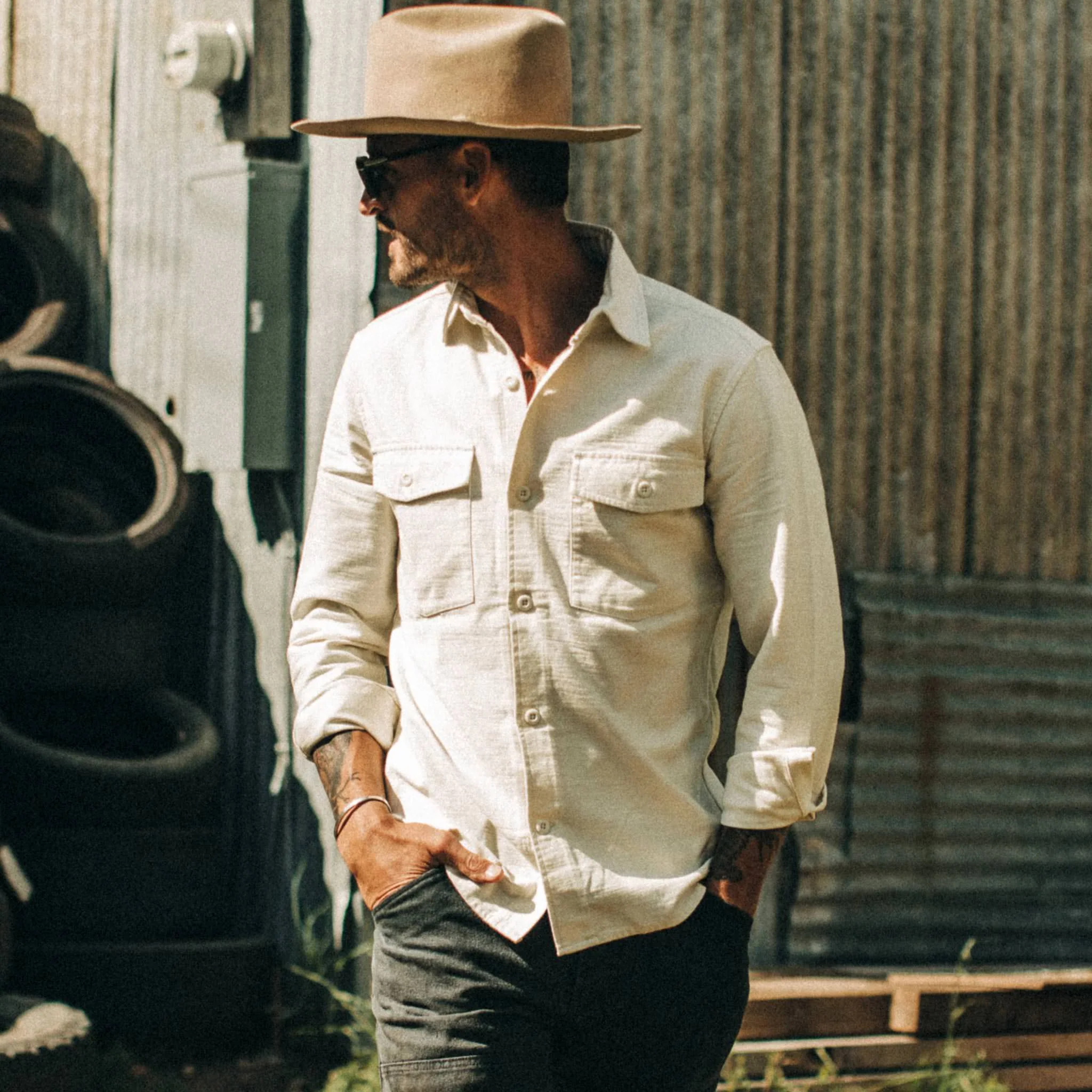 The Point Shirt in Natural Reverse Sateen - Image 5