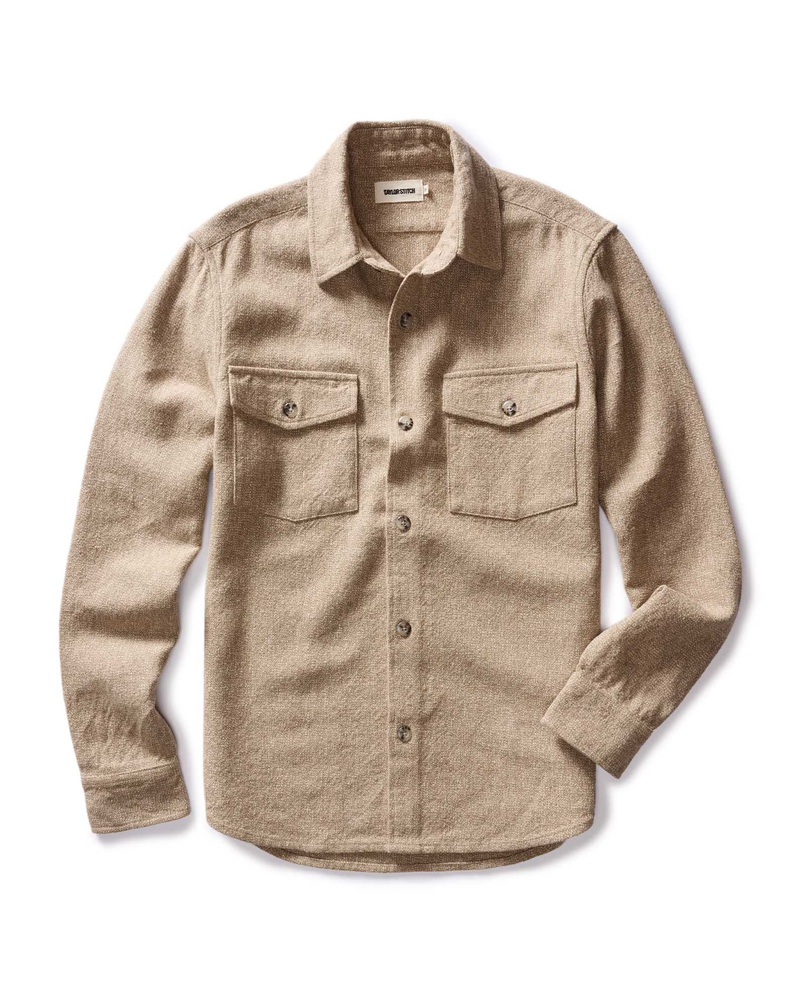 The Point Shirt in Heather Oat Linen Tweed - Image 4