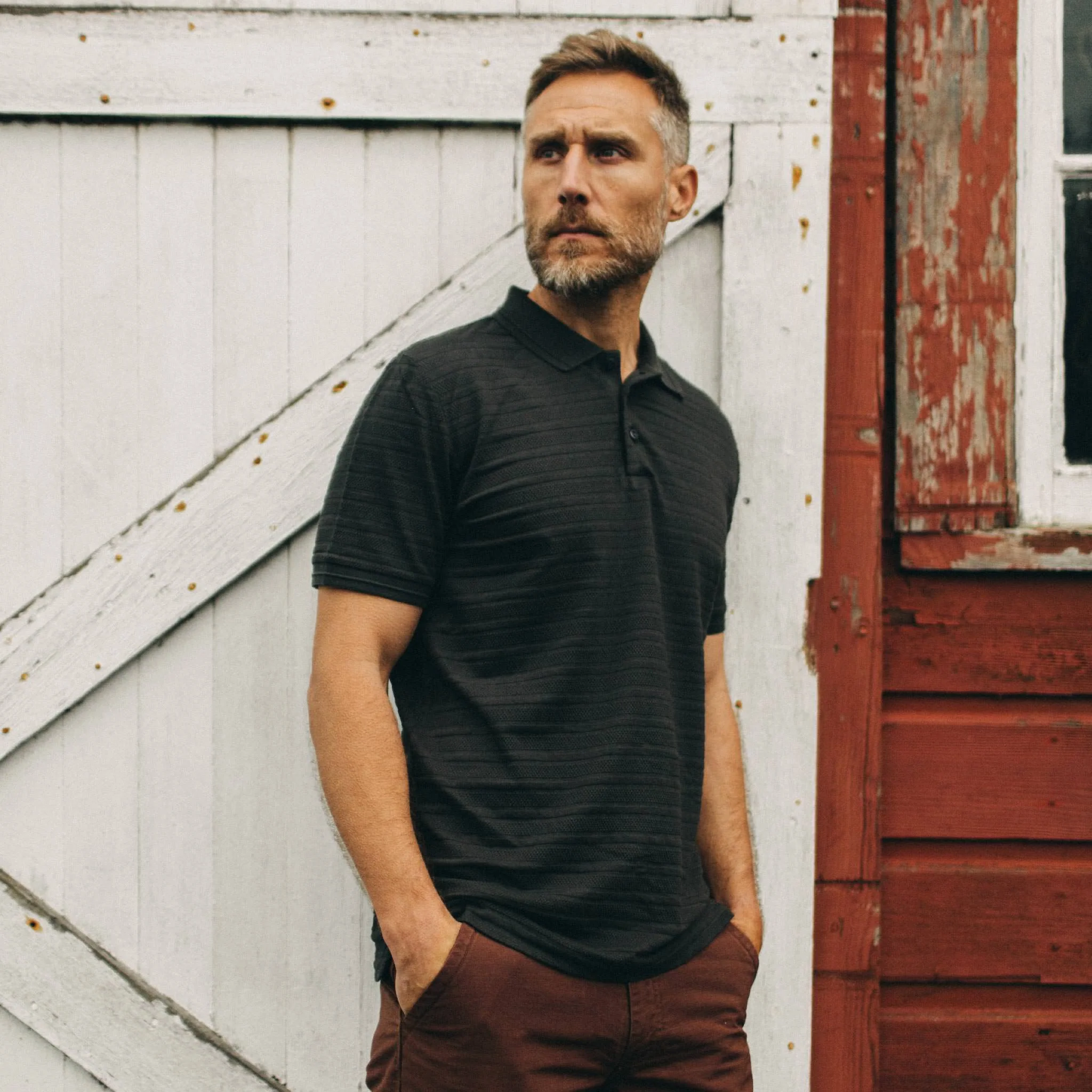 The Polo in Dark Charcoal Jacquard - Image 2