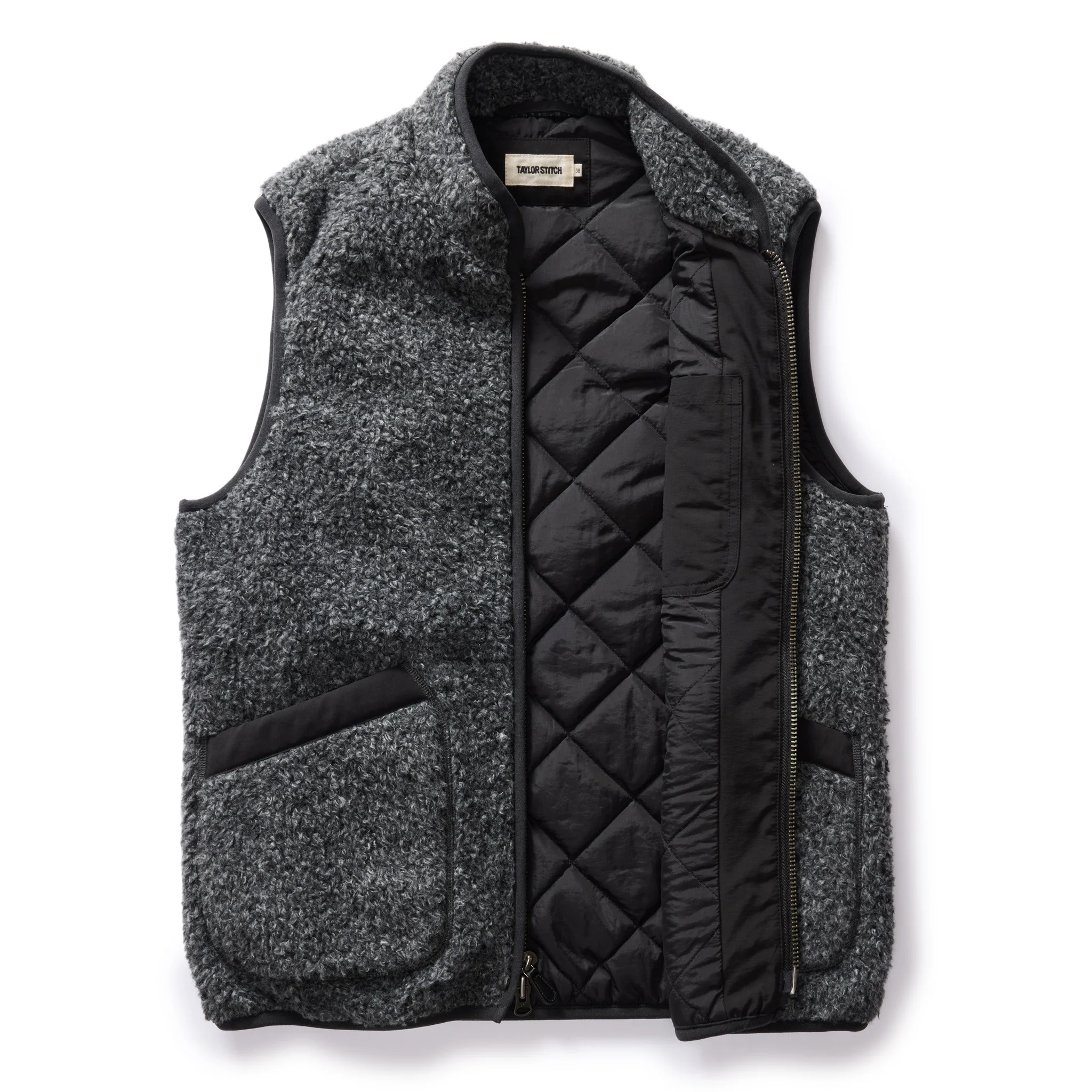 The Port Vest in Coal Marl Boucle Fleece - Image 5