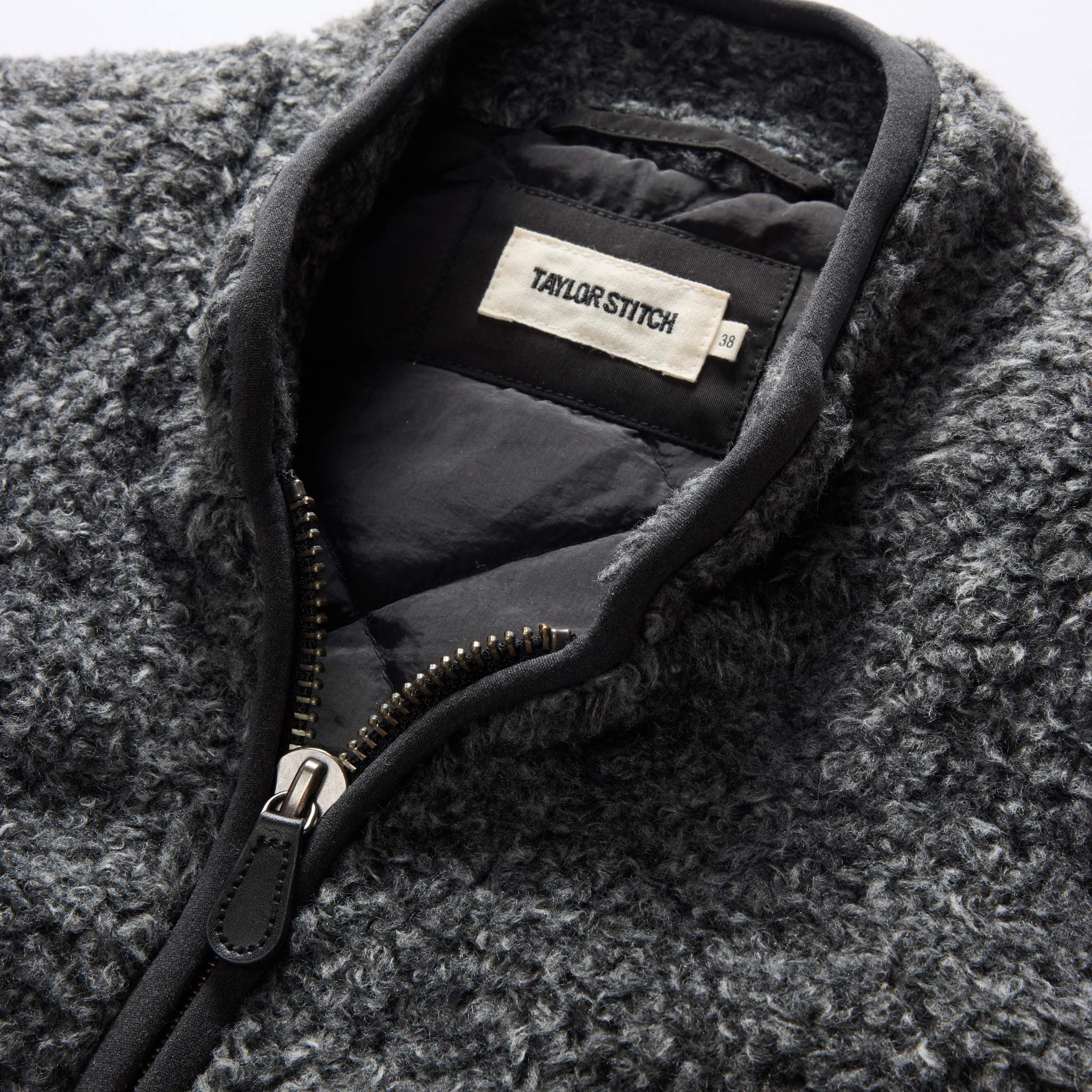 The Port Vest in Coal Marl Boucle Fleece - Image 7