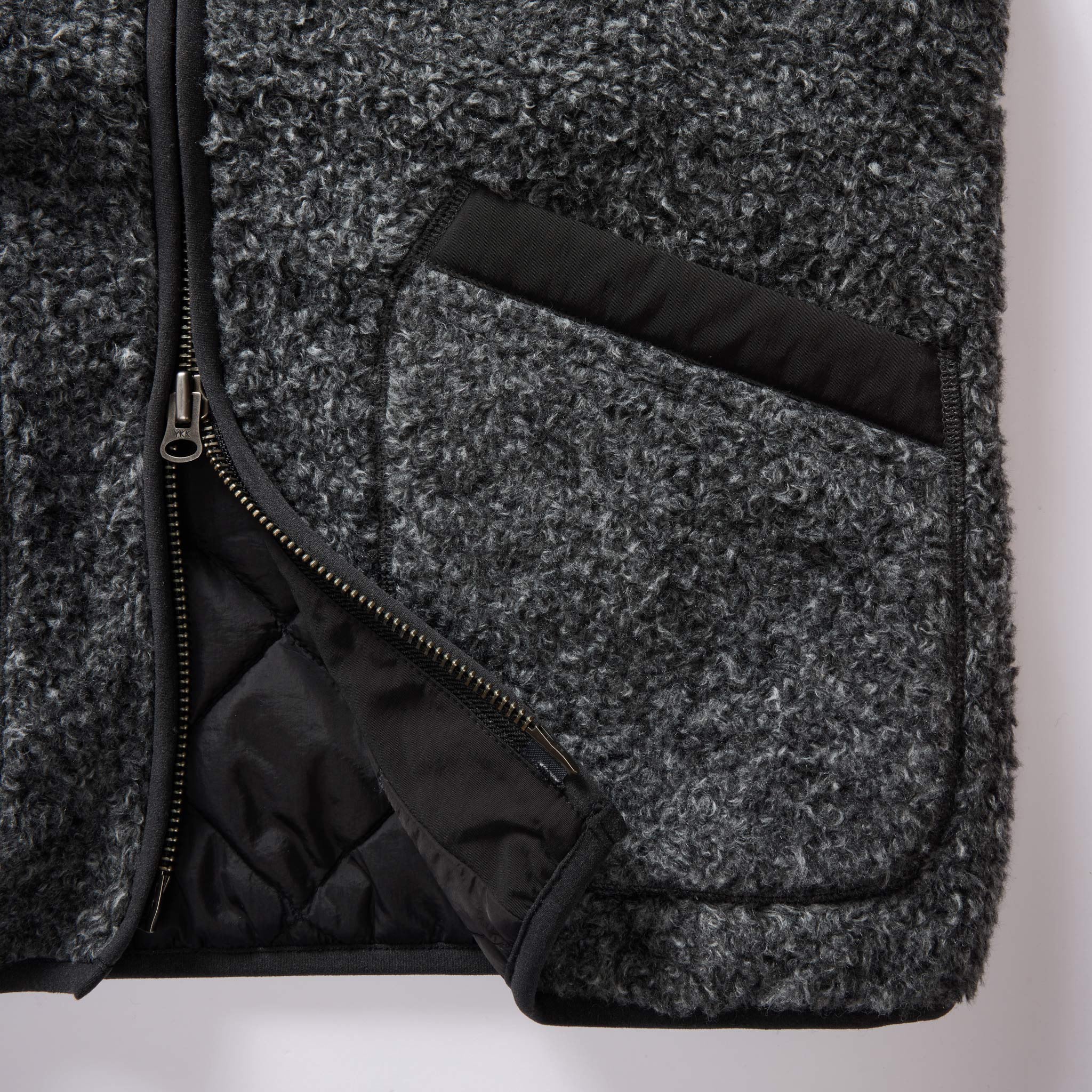 The Port Vest in Coal Marl Boucle Fleece - Image 8