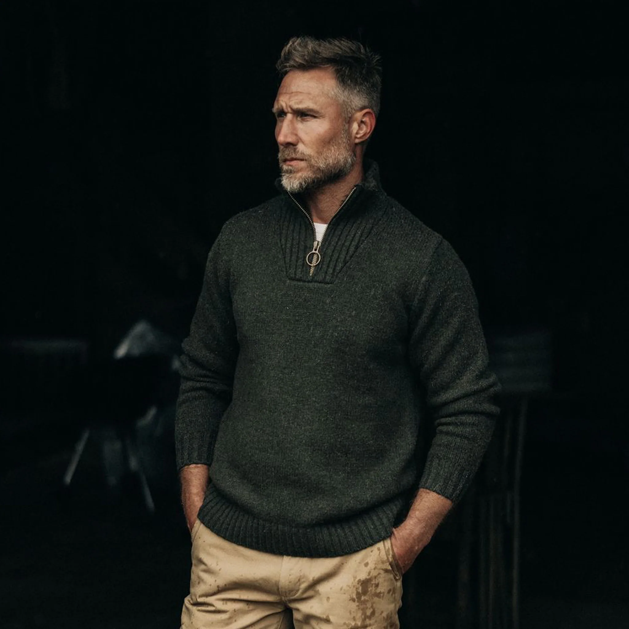 The Quarter Zip Tanker Sweater in Loden - Image 2