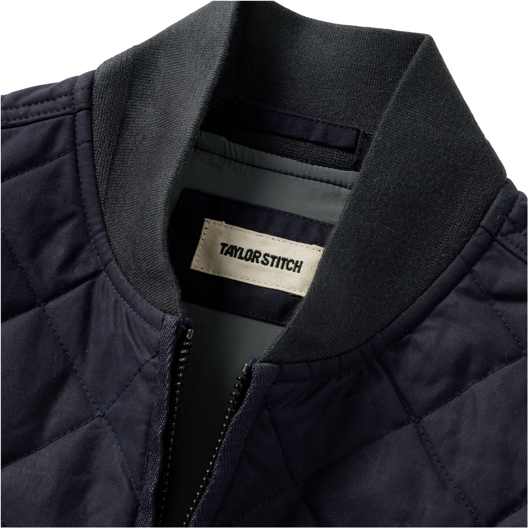 The Quilted Bomber Vest in Navy Dry Wax - Image 5