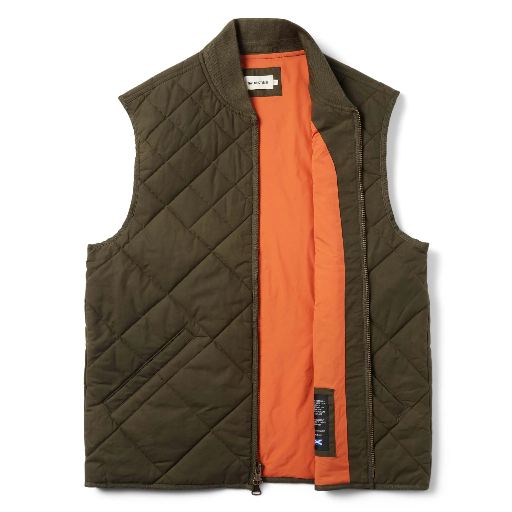 The Quilted Bomber Vest in Olive Dry Wax - Image 8