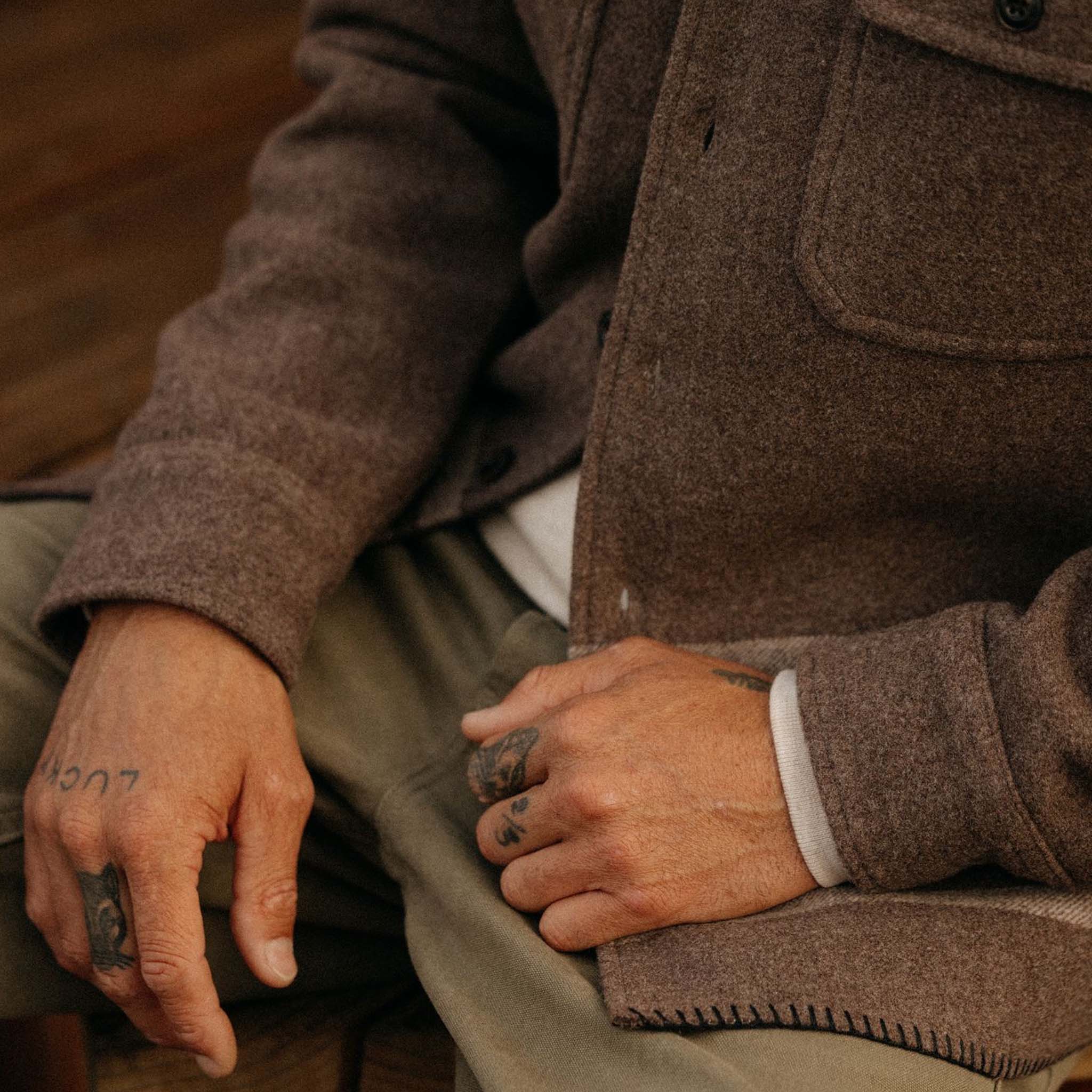 The Ranger Shirt in Sable Heather Blanket Stripe Wool - Image 4