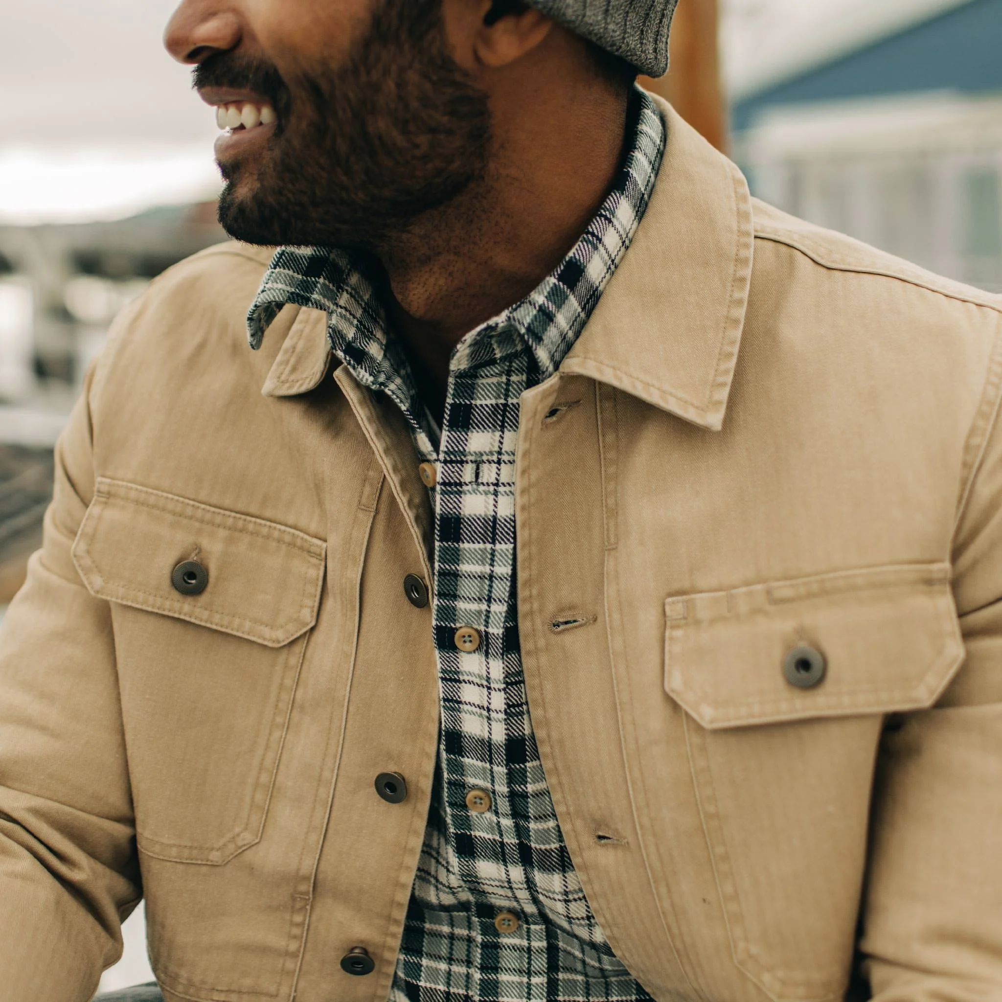 The Reserve Shirt in Khaki Herringbone - Image 3