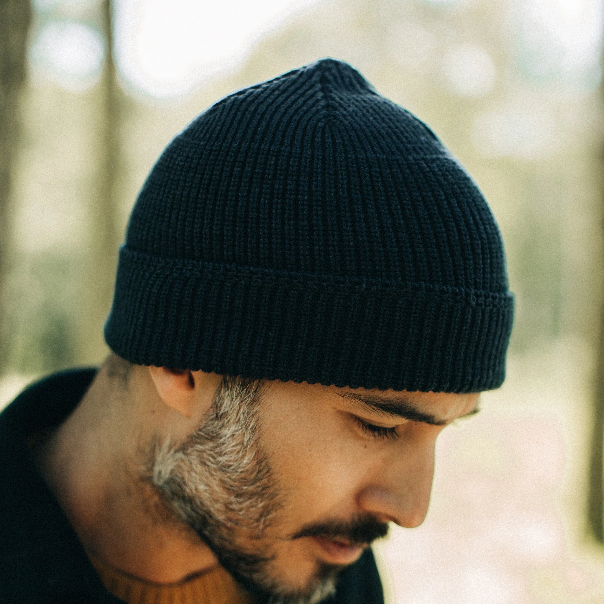 The Rib Beanie in Heather Navy - Image 2