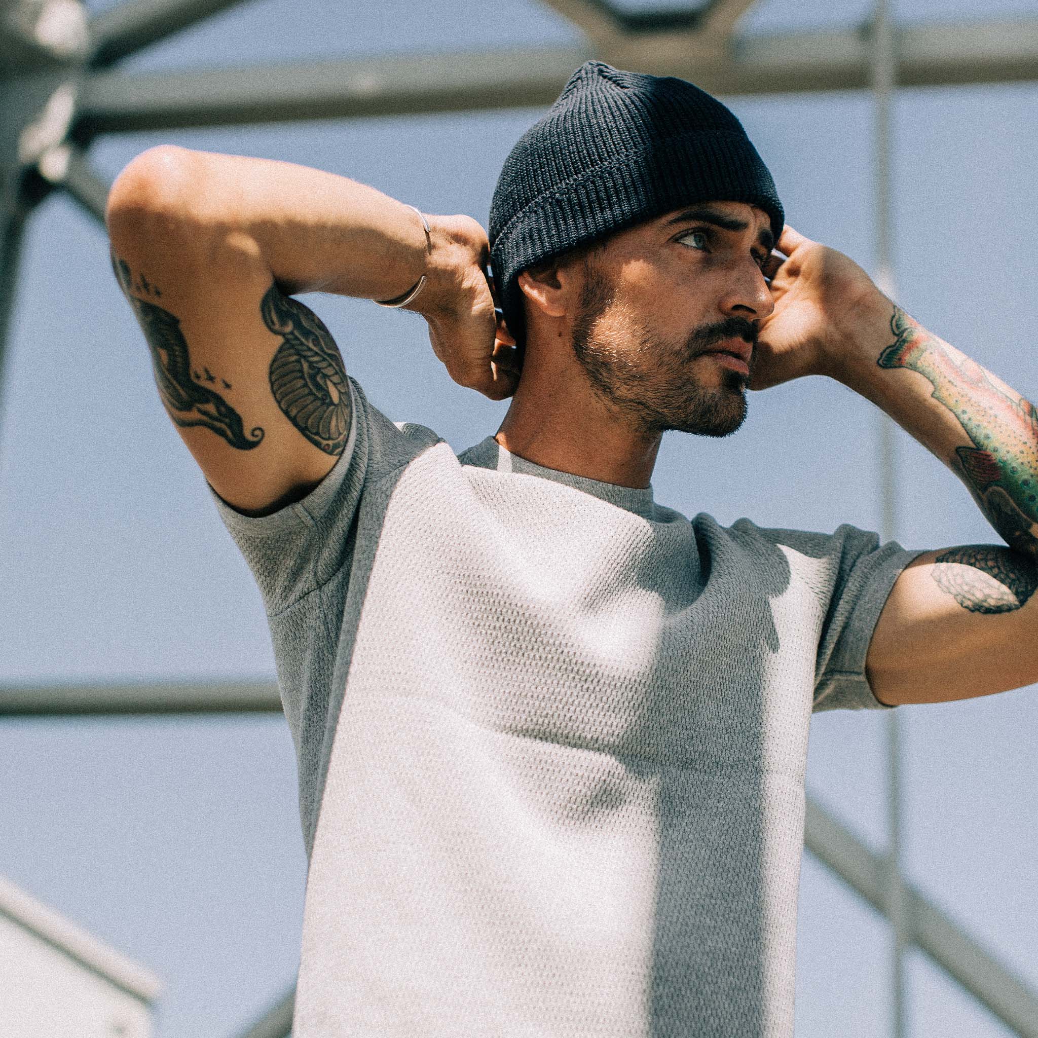 The Rib Beanie in Navy Heather - Image 3