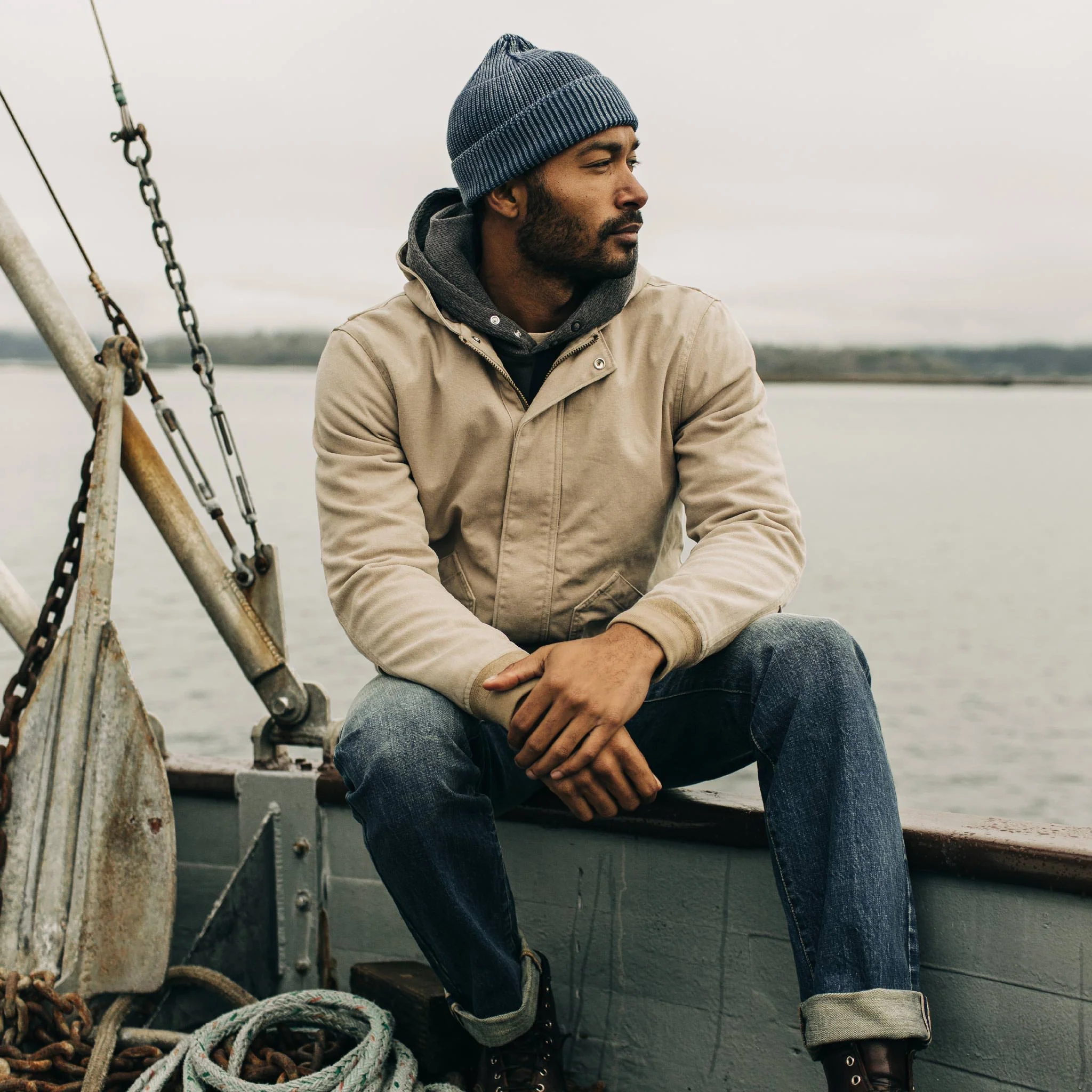The Rib Beanie in Washed Indigo - Image 2