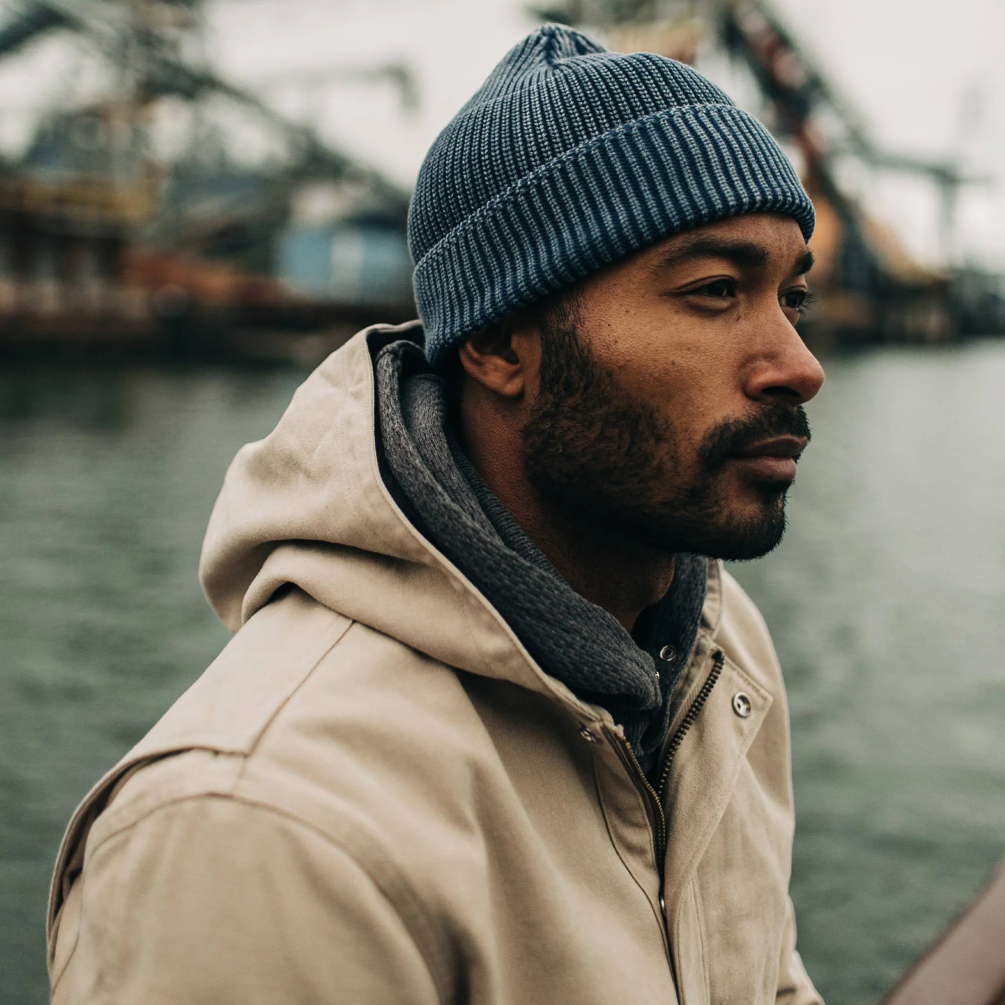 The Rib Beanie in Washed Indigo - Image 3