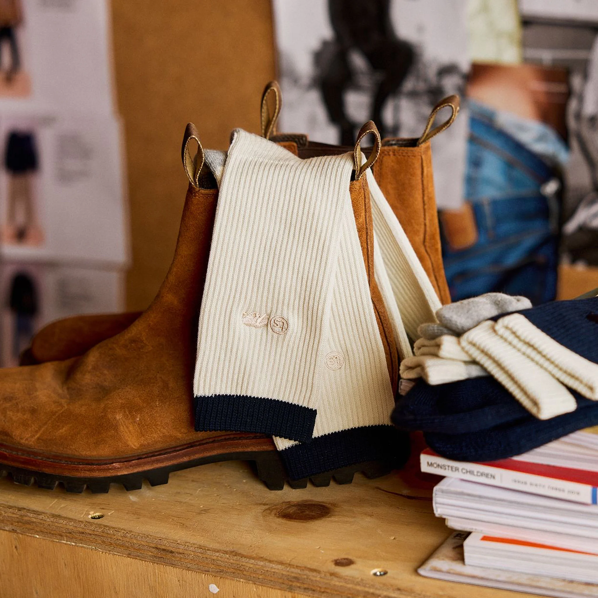 The Ribbed Sock in Natural - Image 3