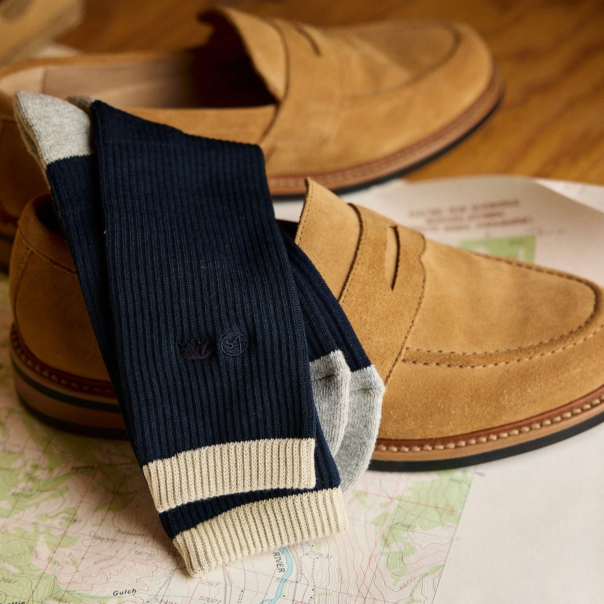 The Ribbed Sock in Navy - Image 2