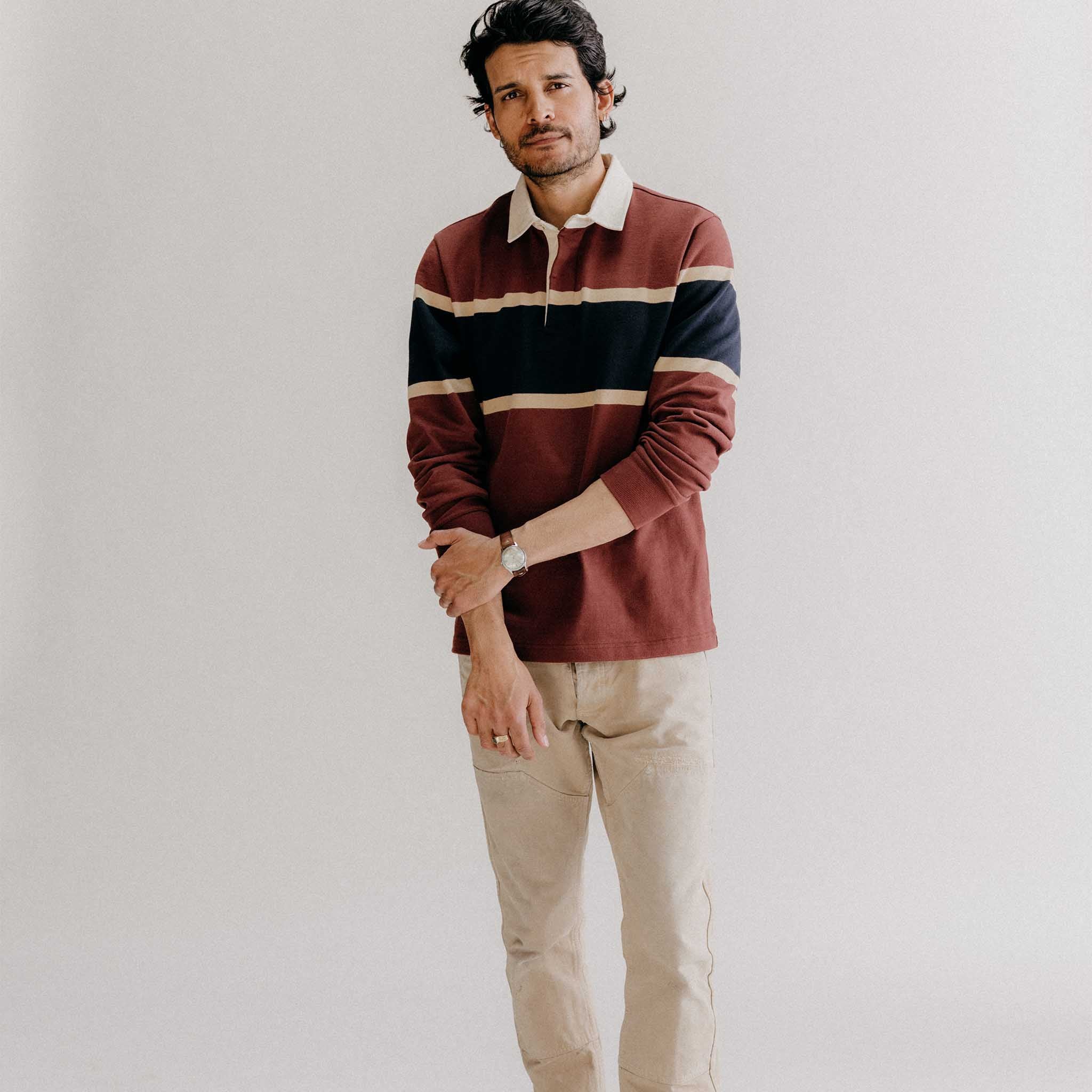 The Rugby Shirt in Dried Cherry Stripe - Image 2