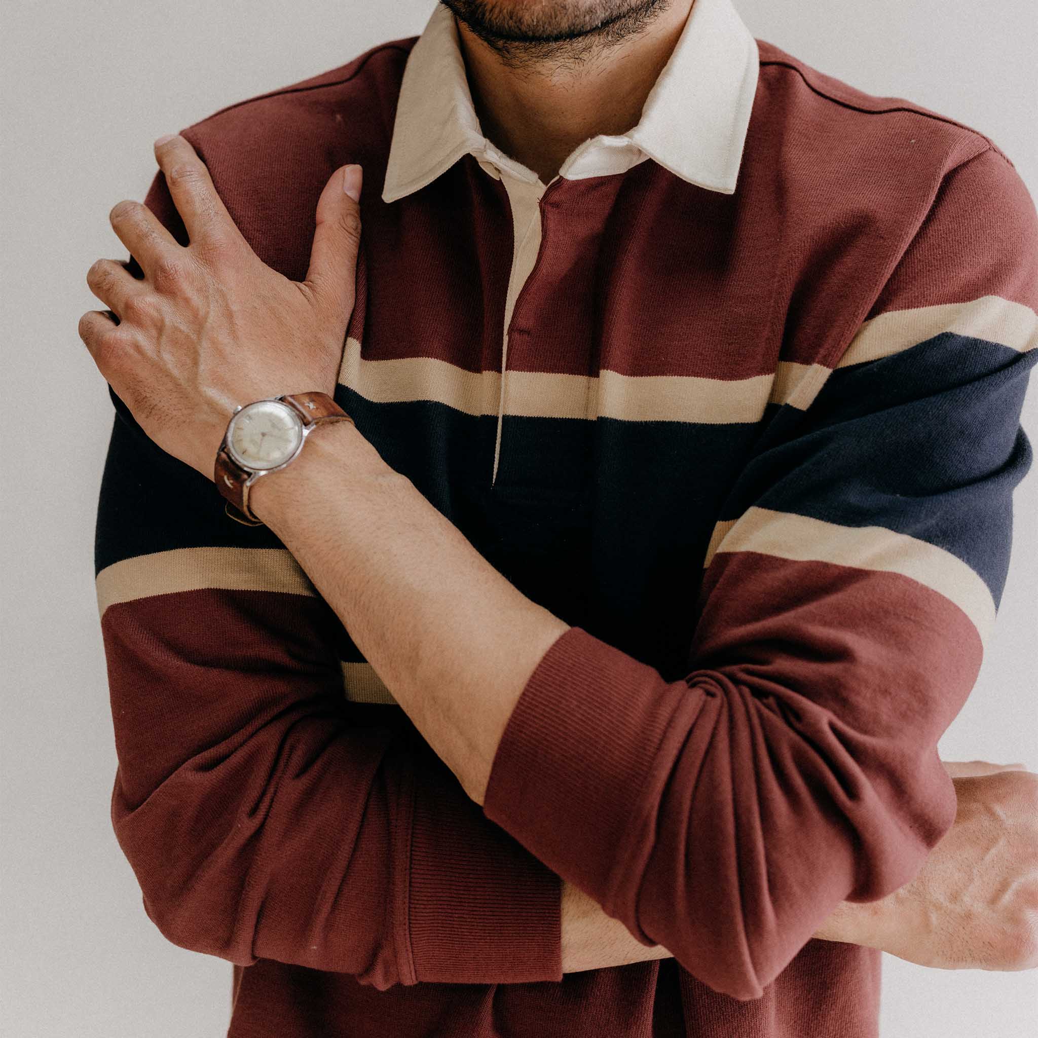 The Rugby Shirt in Dried Cherry Stripe - Image 3
