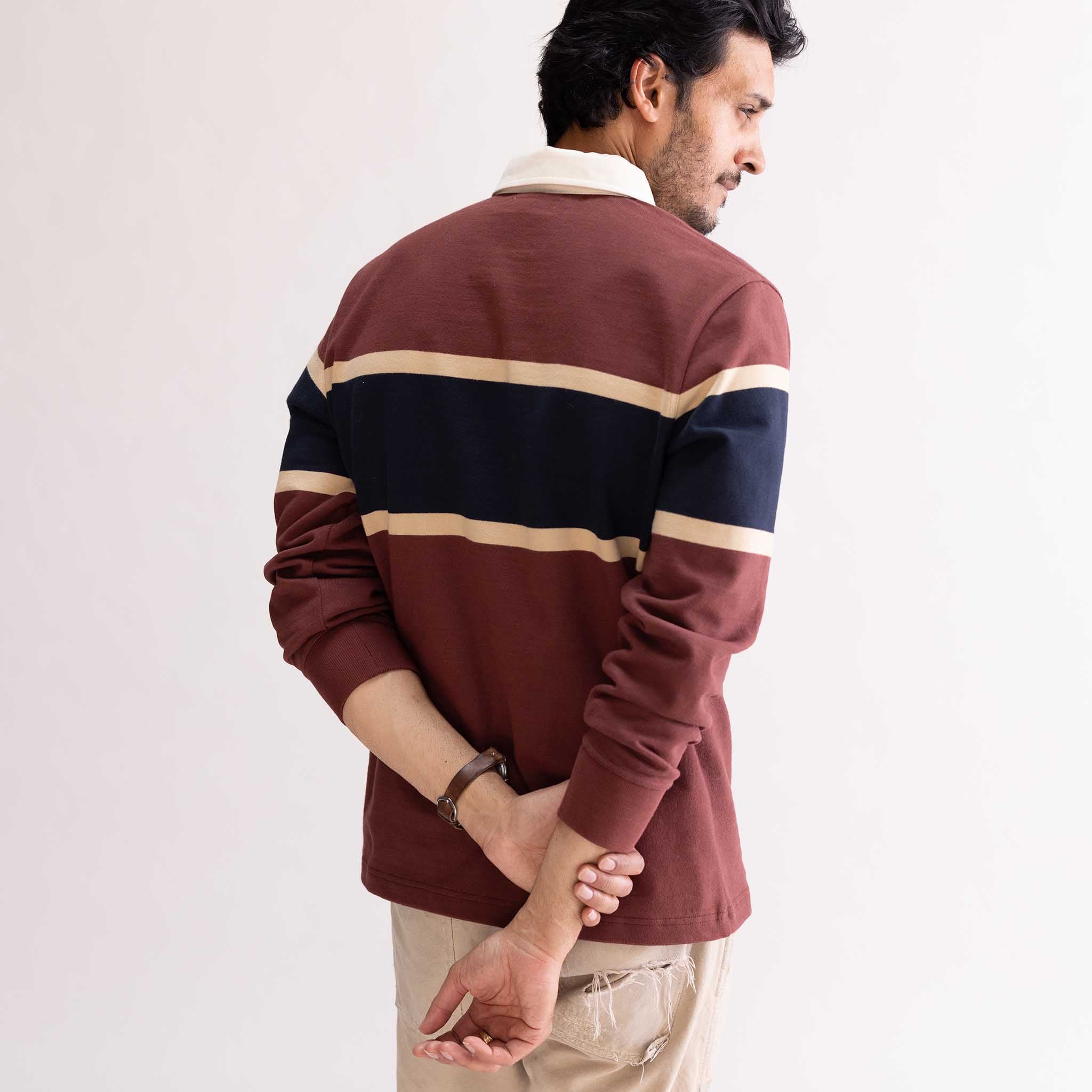 The Rugby Shirt in Dried Cherry Stripe - Image 4