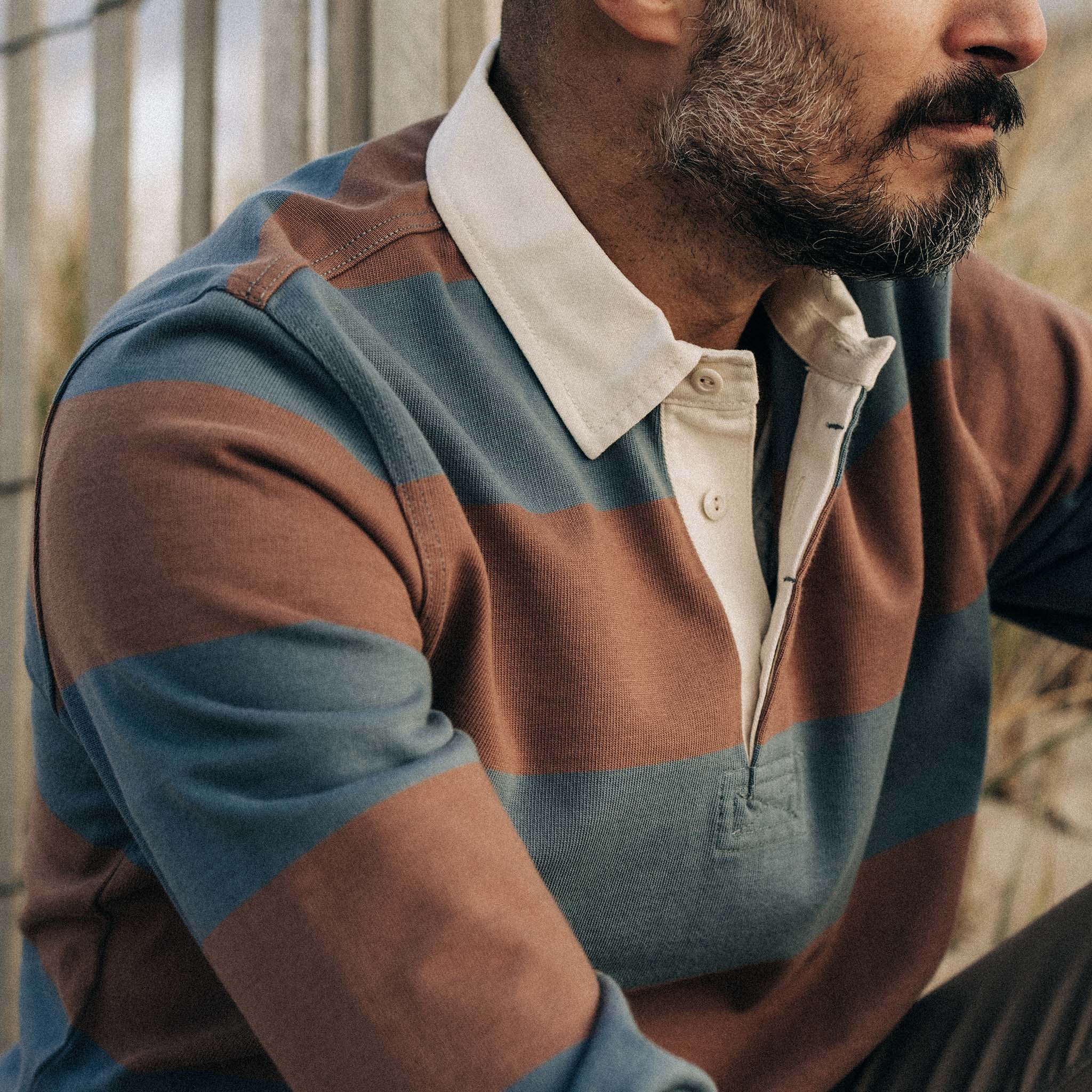 The Rugby Shirt in Faded Brick Stripe - Image 3