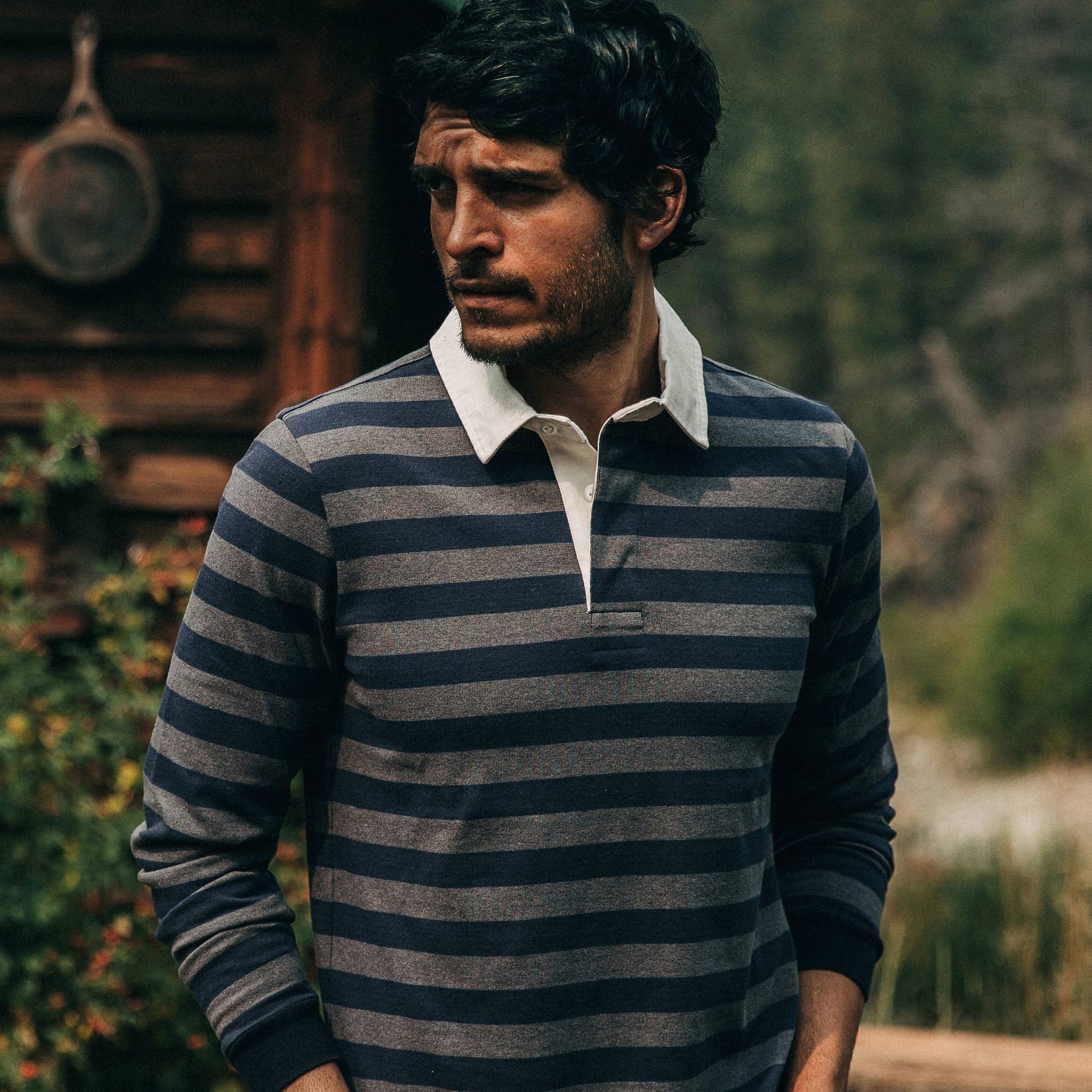 The Rugby Shirt in Navy Stripe - Image 3