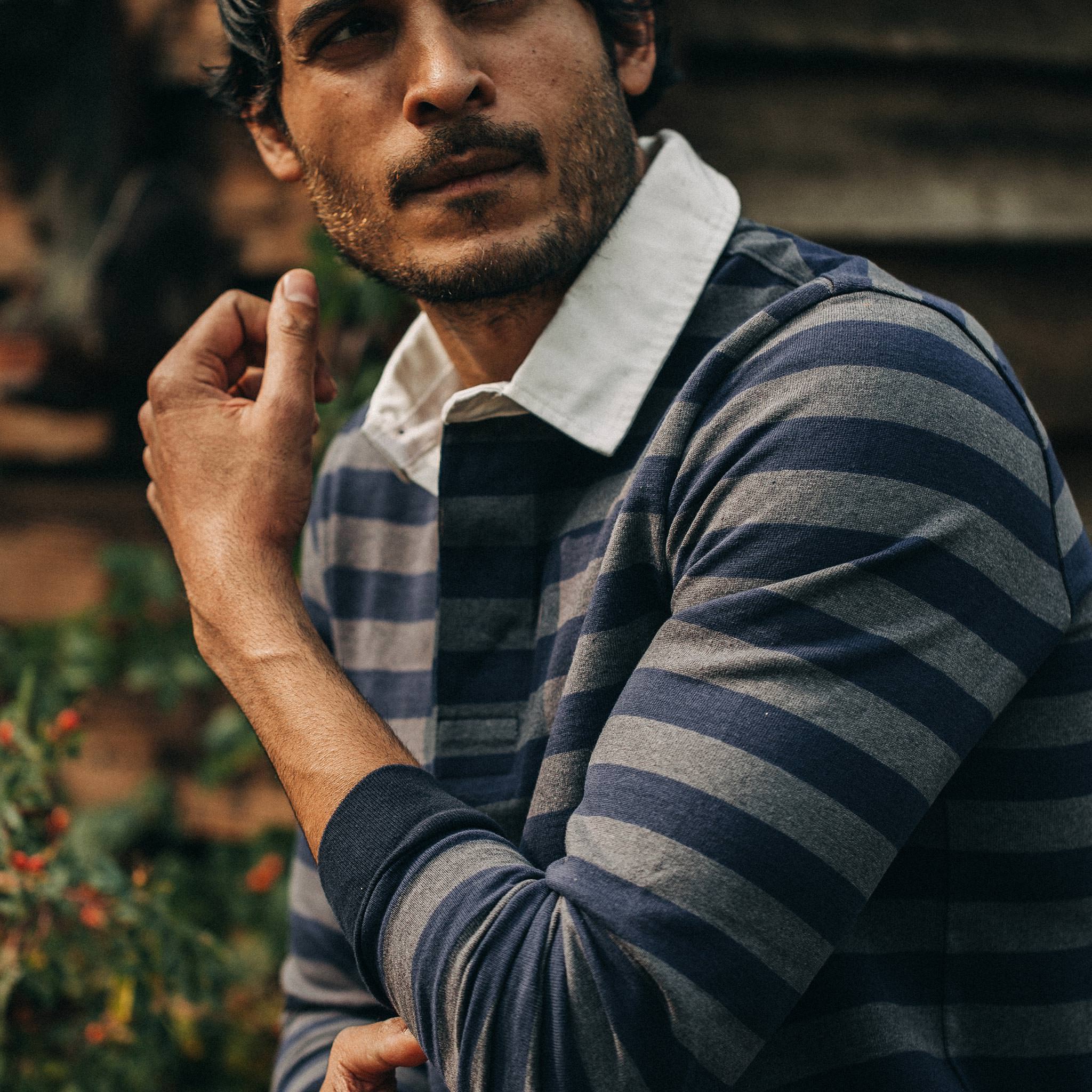 The Rugby Shirt in Navy Stripe - Image 4