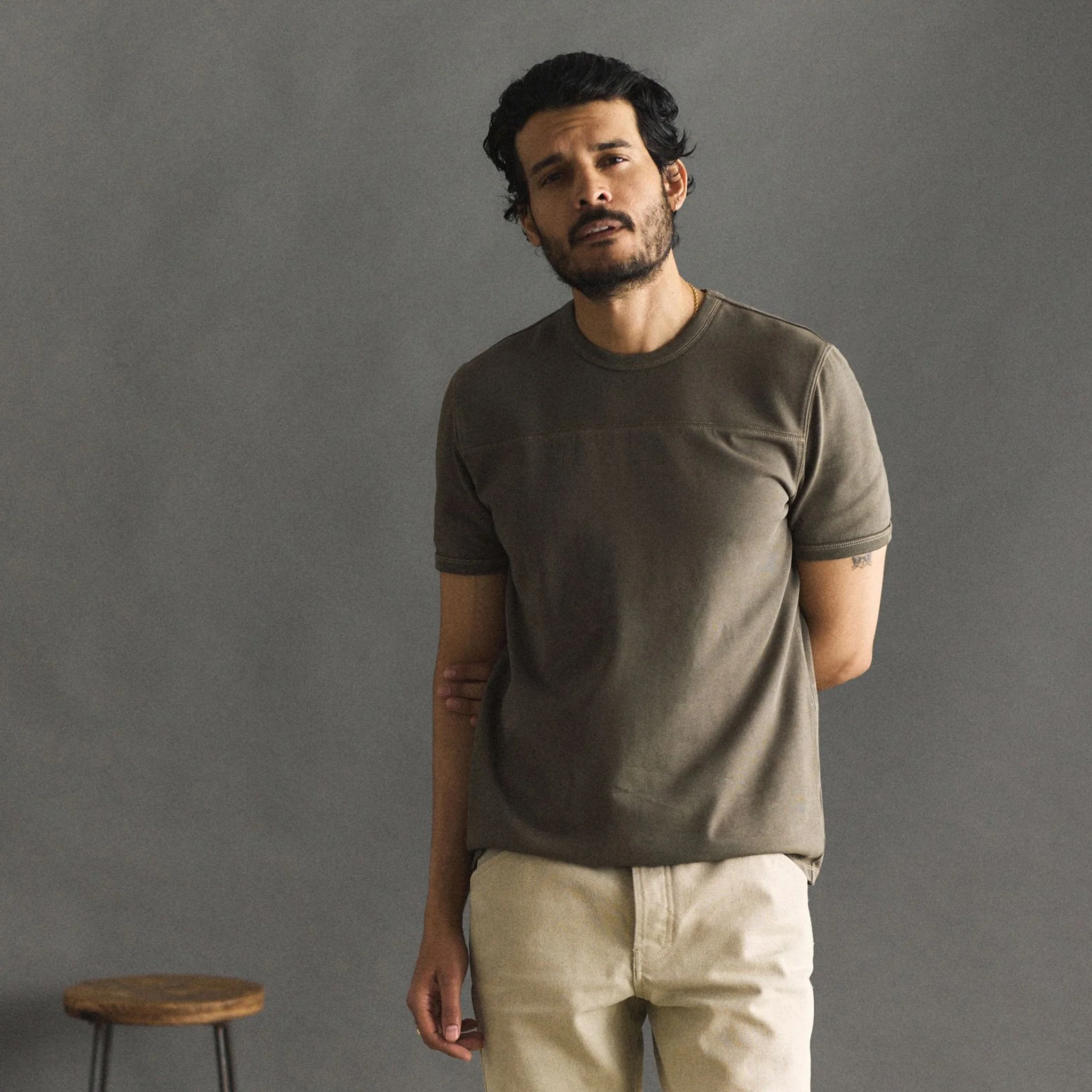 The Rugby Tee in Smoked Olive - Image 2