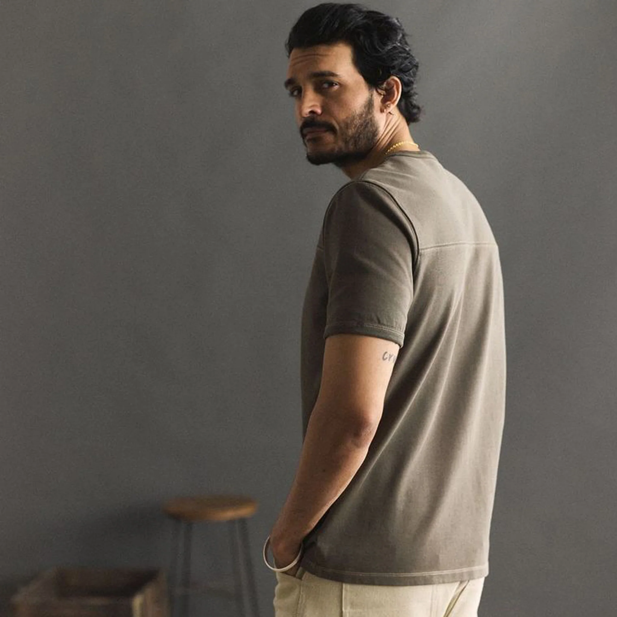 The Rugby Tee in Smoked Olive - Image 3