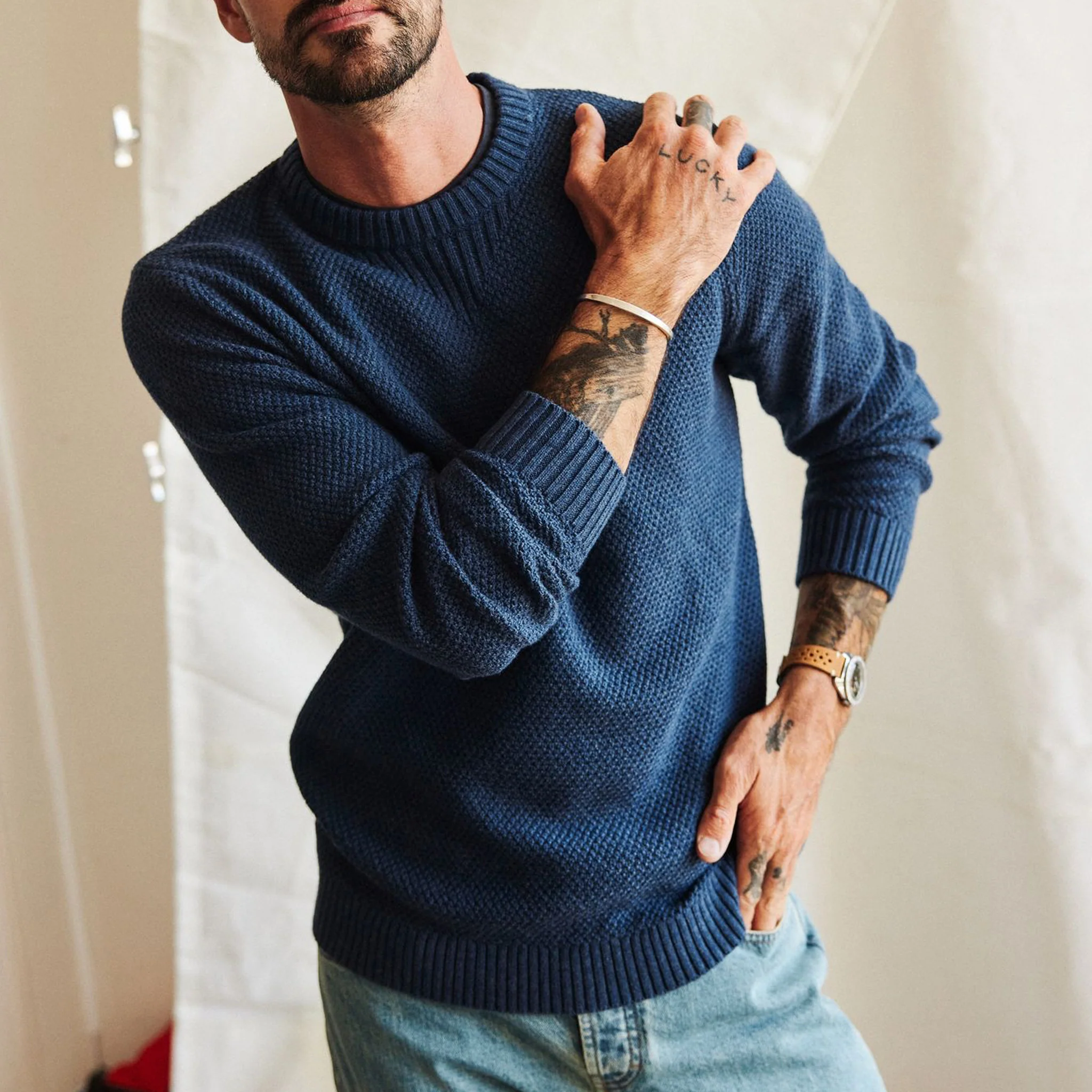 The Russell Sweater in Heather Blue - Image 3